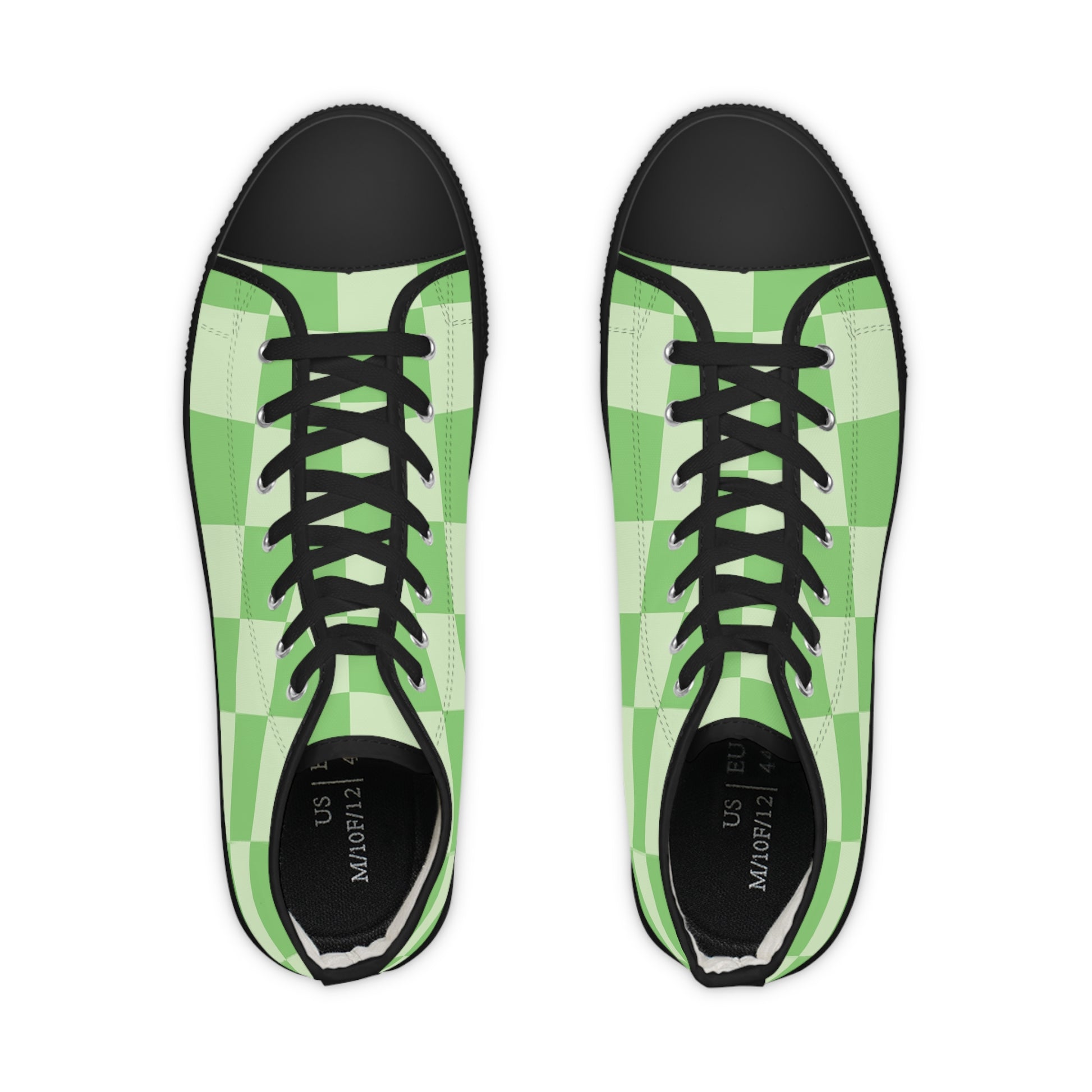 Big Checkerboard Green Men's High Top Sneakers, Artsulli - Art is Long, Life is Short, Shoes, , , , , , , 