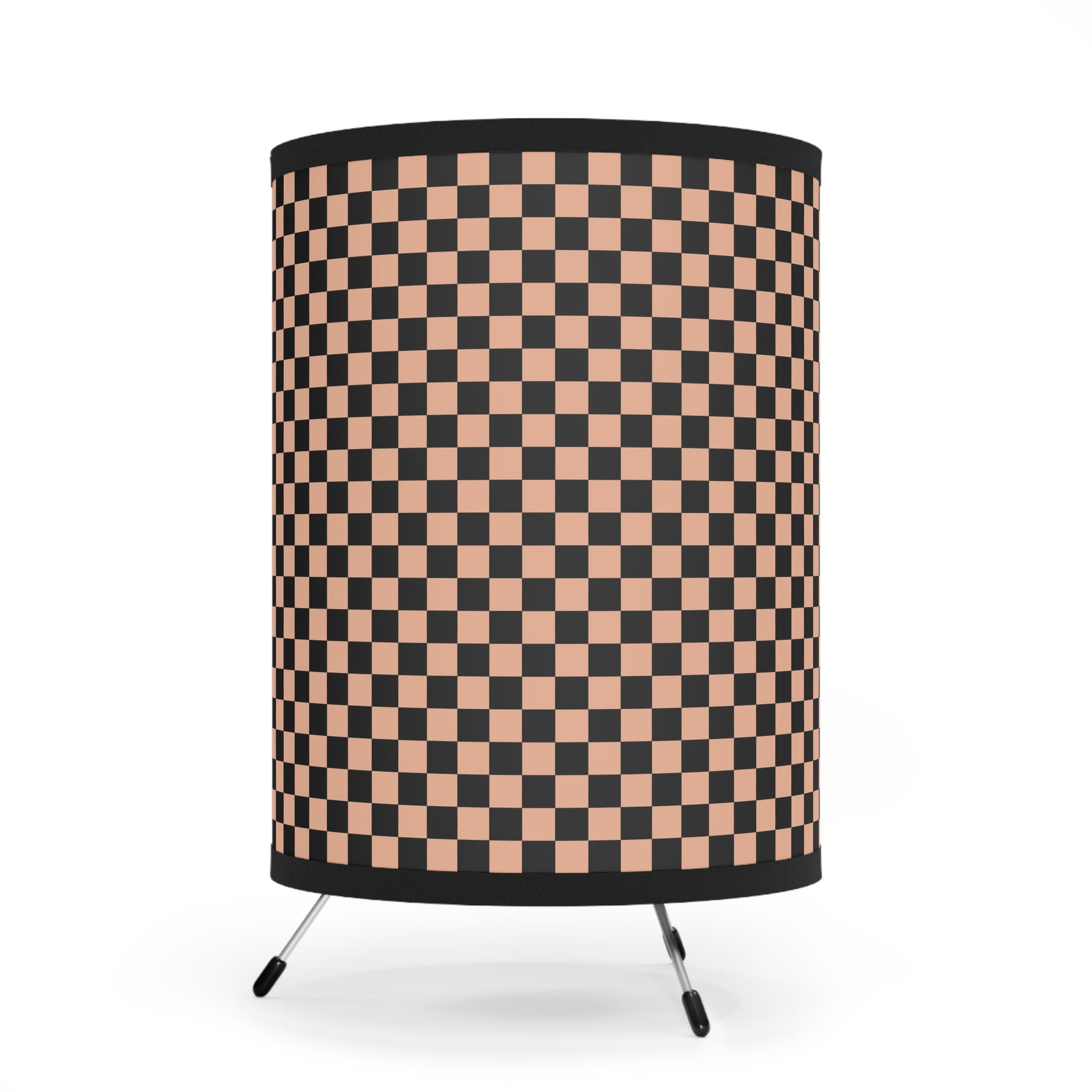 Checkerboard Soft Orange and Black Tripod Lamp with High-Res Printed Shade, US\CA plug, Artsulli - Art is Long, Life is Short, Home Decor, , , , , , , 