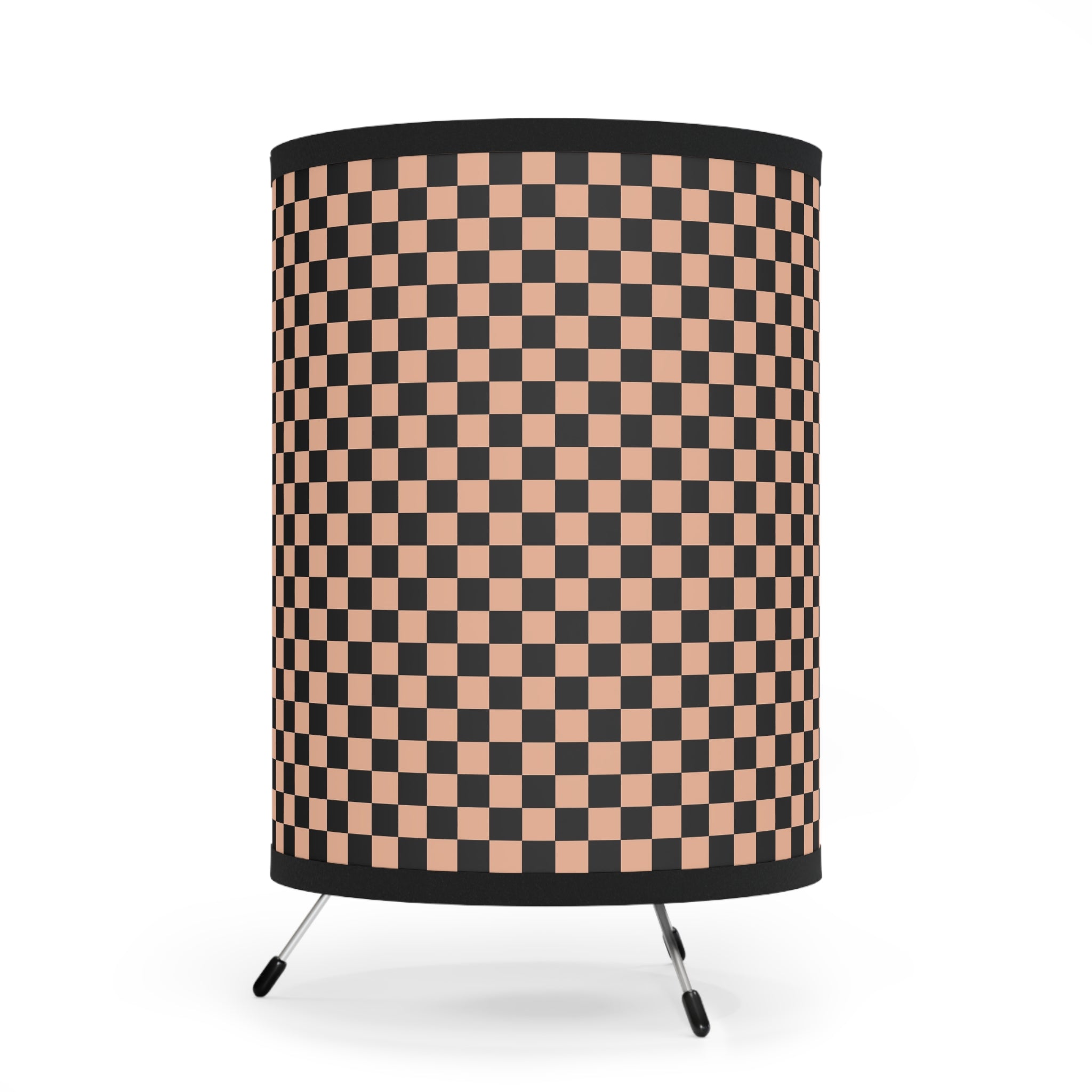 Checkerboard Soft Orange and Black Tripod Lamp with High-Res Printed Shade, US\CA plug, Artsulli - Art is Long, Life is Short, Home Decor, , , , , , , 