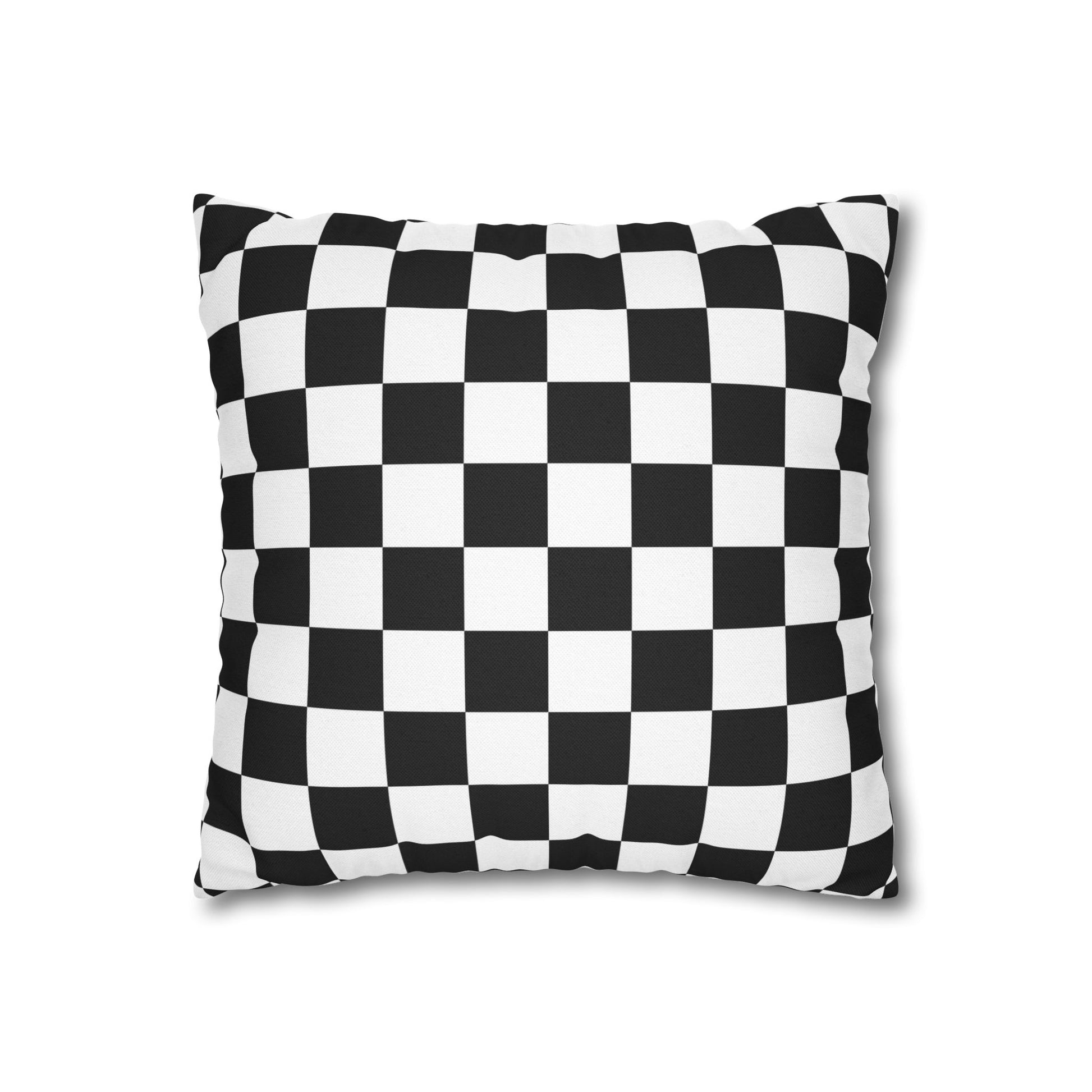 Checkerboard Black and White Spun Polyester Square Pillowcase, Artsulli - Art is Long, Life is Short, Home Decor, , , , , , , 