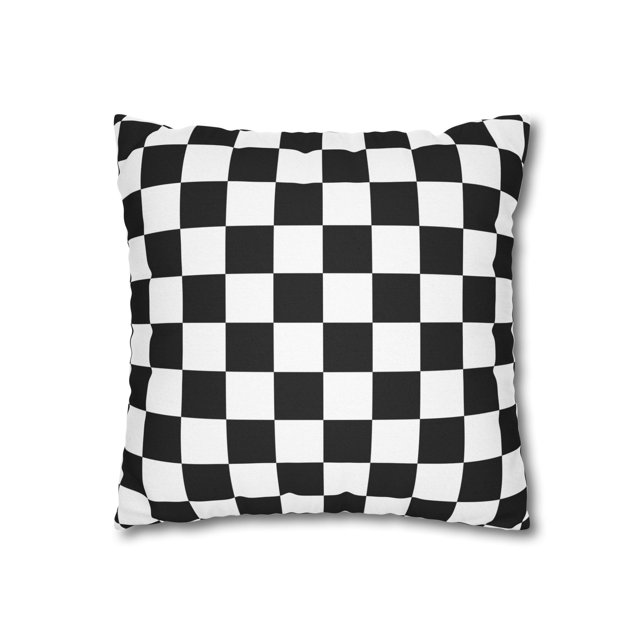 Checkerboard Black and White Spun Polyester Square Pillowcase, Artsulli - Art is Long, Life is Short, Home Decor, , , , , , , 