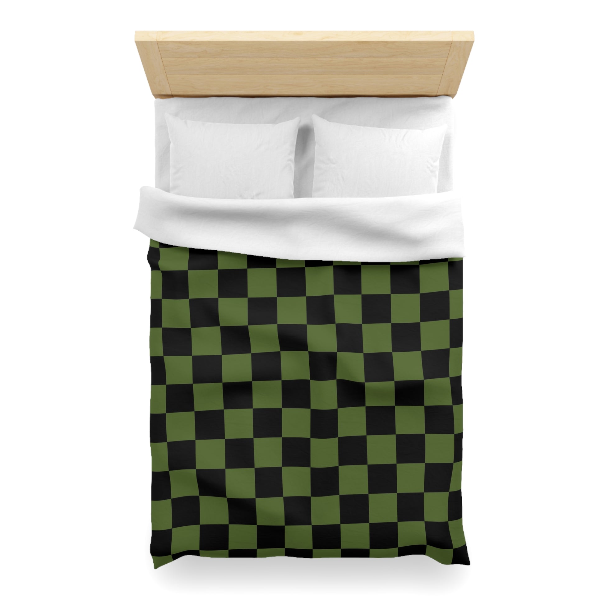 Checkerboard Olive Green and Black Microfiber Duvet Cover, Artsulli - Art is Long, Life is Short, Home Decor, , , , , , , 