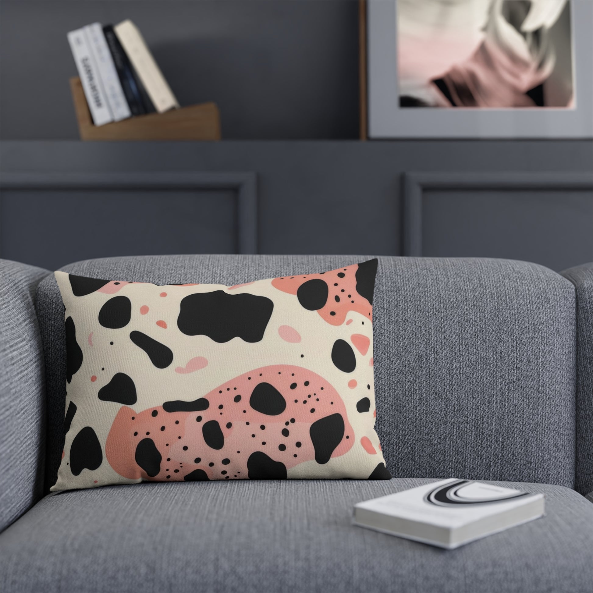 Organic Cow Print Cream and Pink Organic Cow Print Cream and Pink Cushion, Artsulli - Art is Long, Life is Short, Home Decor, , , , , , , 