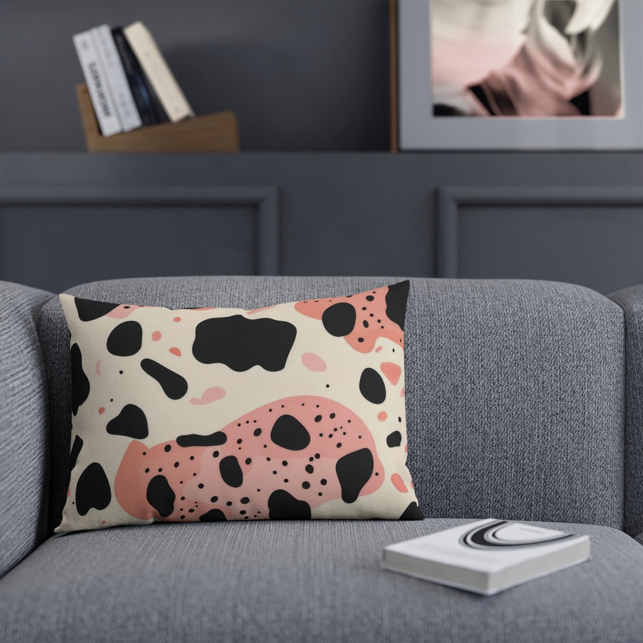 Organic Cow Print Cream and Pink Organic Cow Print Cream and Pink Cushion, Artsulli - Art is Long, Life is Short, Home Decor, , , , , , , 