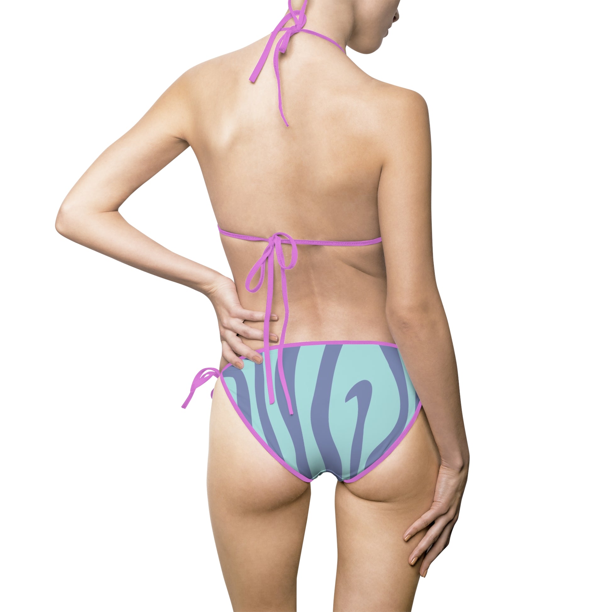 Melting Zebra Stripes Purple and Blue Women's Bikini Swimsuit (AOP), Artsulli - Art is Long, Life is Short, All Over Prints, , , , , , , 