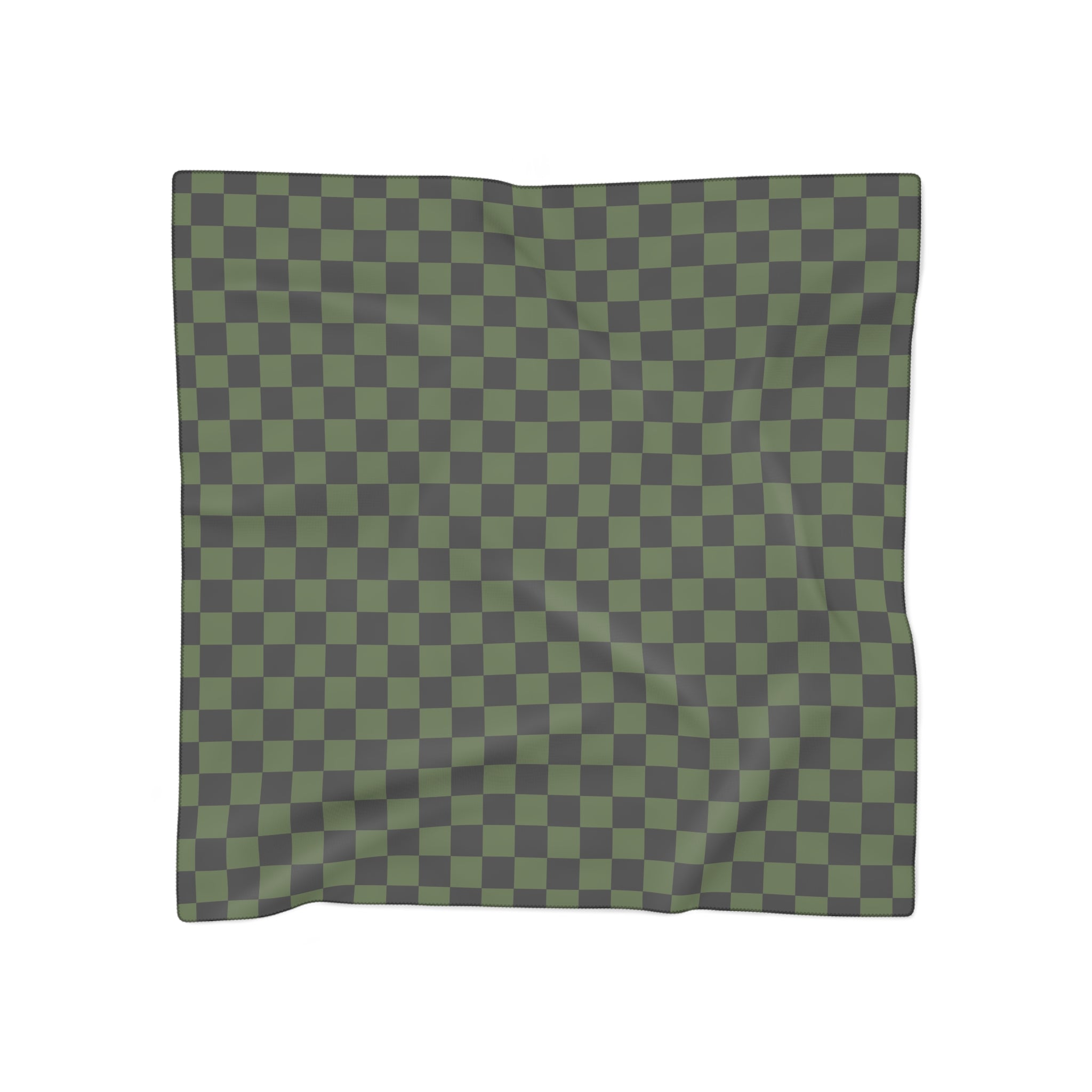 Checkerboard II Olive Green and Black Poly Scarf, Artsulli - Art is Long, Life is Short, Accessories, Color, Poly chiffon, Size, 25" × 25", , , 55767437341042687739