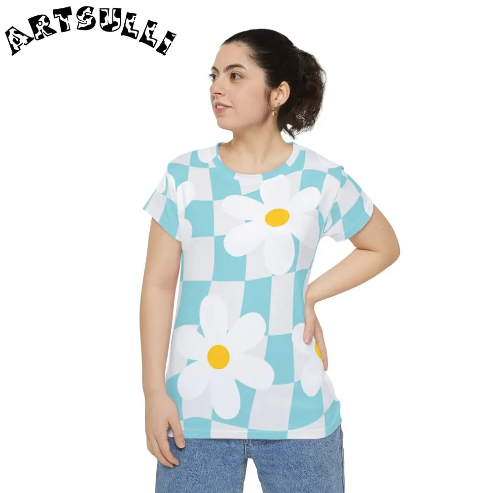 JAKKOUTTHEBXX Trippy Check Garden Women’s Short Sleeve Shirt (AOP)