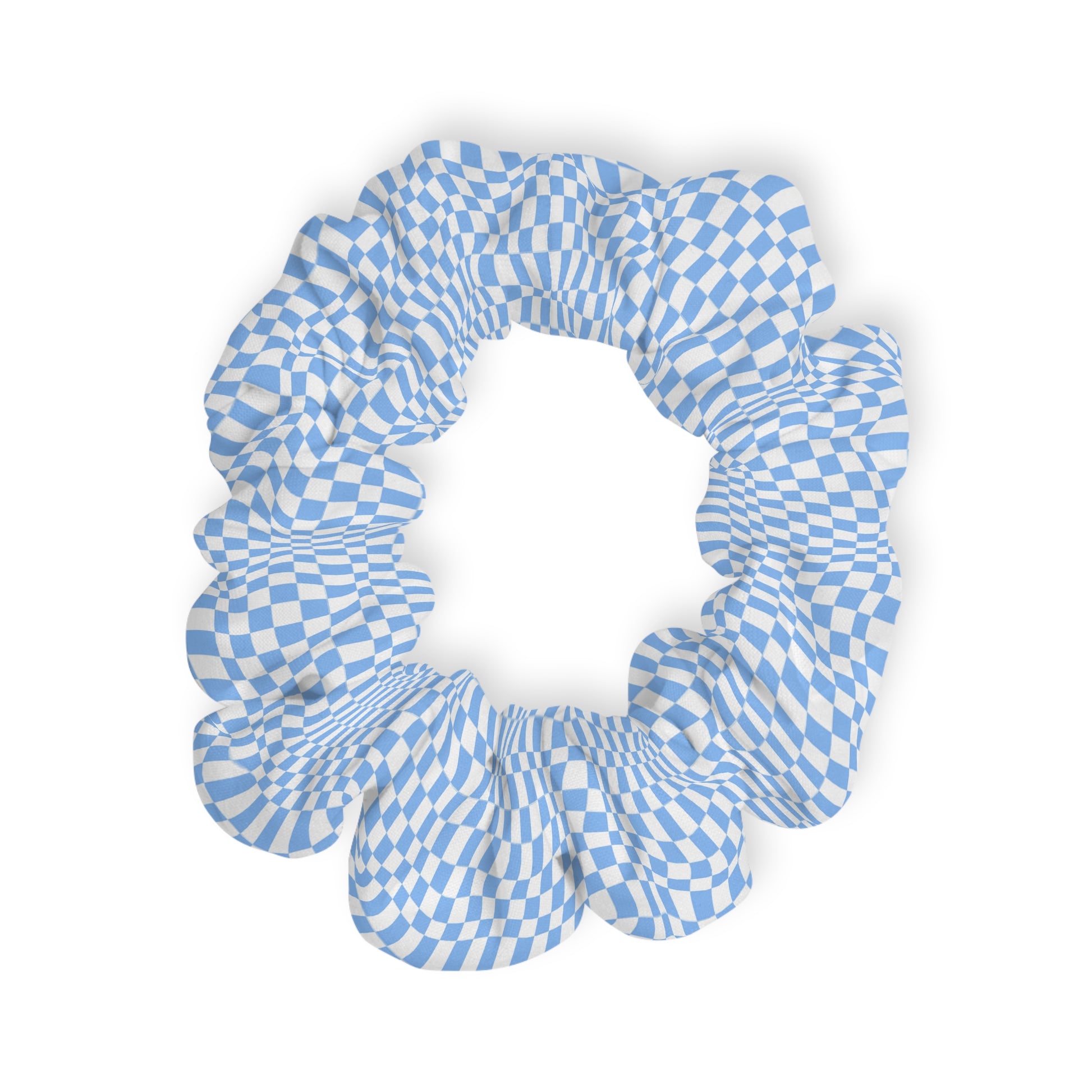 Checkerboard White and Light Blue Scrunchie, Artsulli - Art is Long, Life is Short, Accessories, , , , , , , 