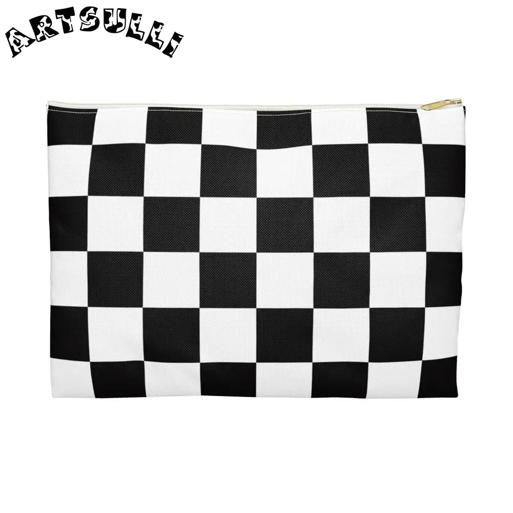 JAKKOUTTHEBXX Checkerboard Black and White Accessory Pouch