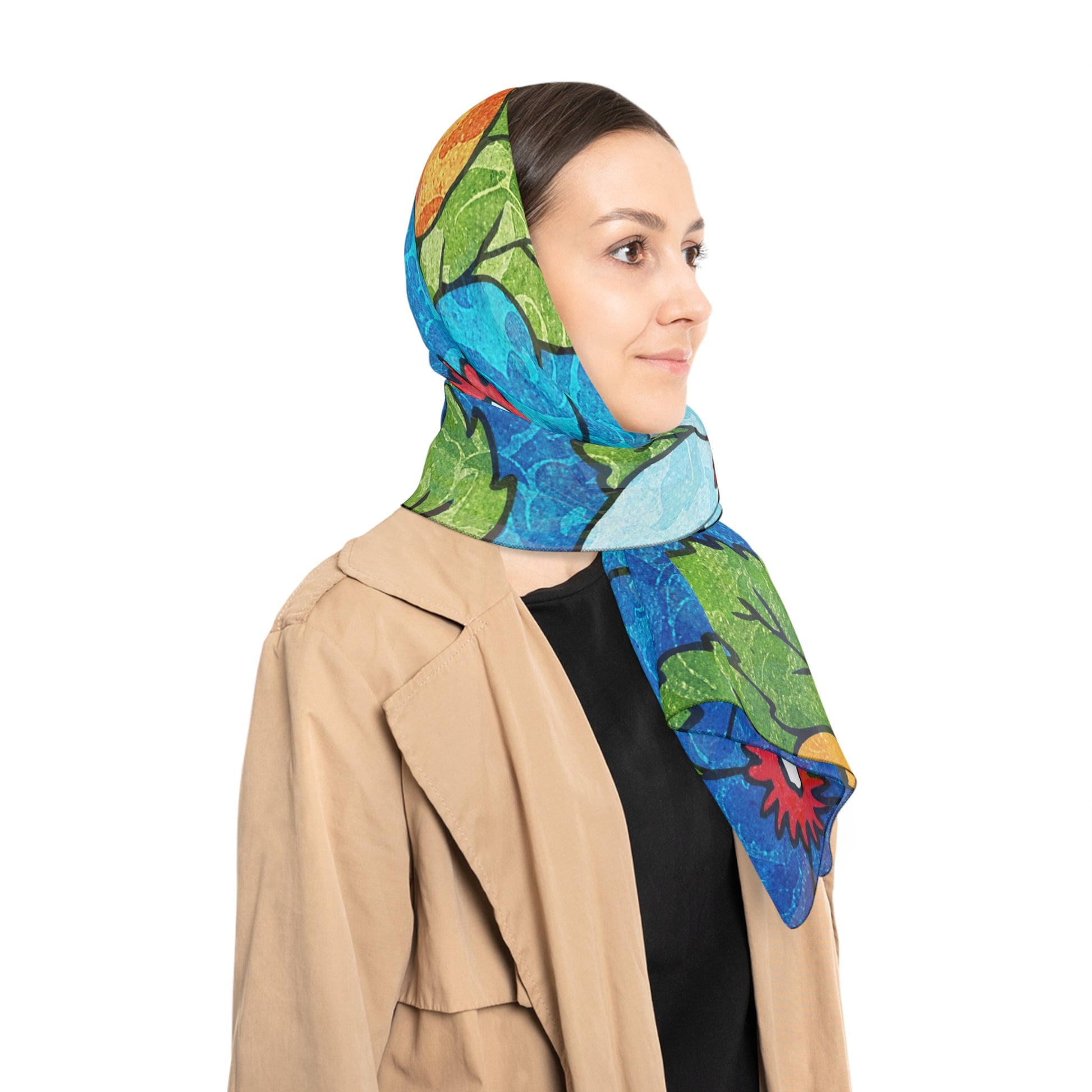 Blue Orange Groovy Poly Scarf, Artsulli - Art is Long, Life is Short, Accessories, , , , , , , 