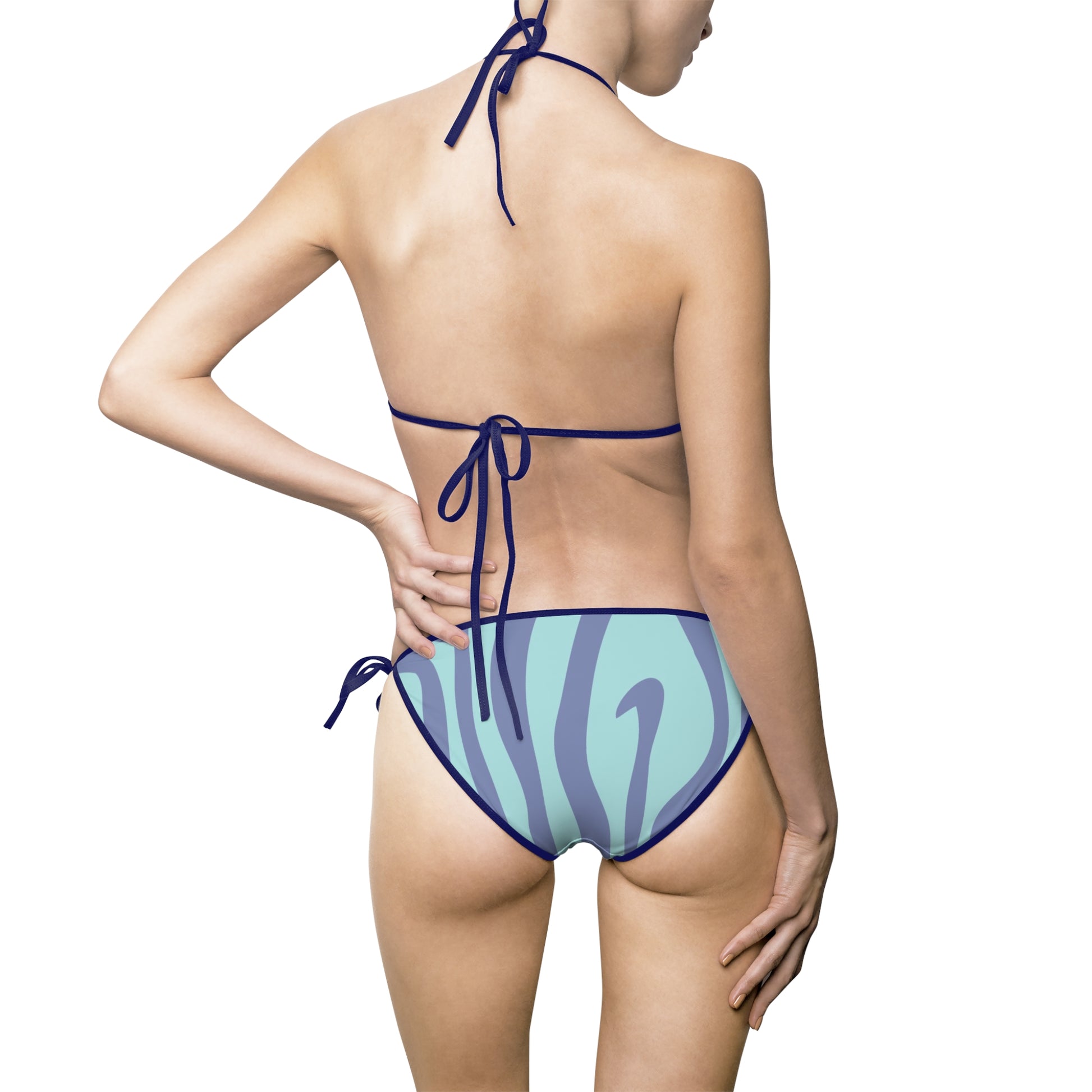 Melting Zebra Stripes Purple and Blue Women's Bikini Swimsuit (AOP), Artsulli - Art is Long, Life is Short, All Over Prints, , , , , , , 