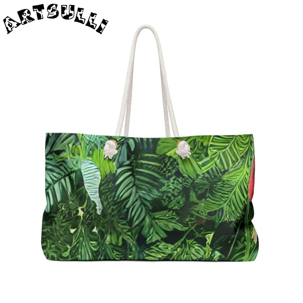 JAKKOUTTHEBXX Tropical Print Tote Bag with Rope Handles