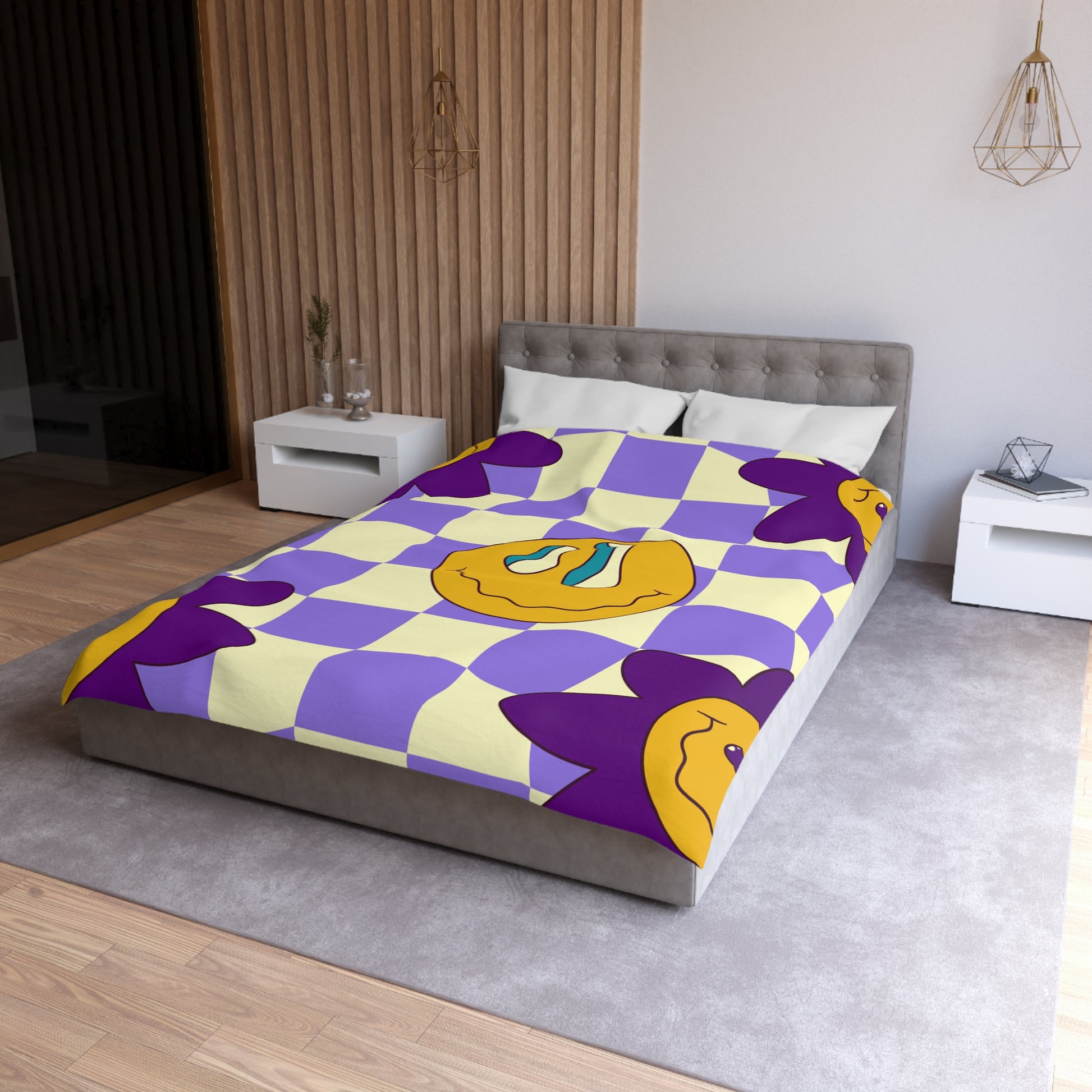 Trippy Flower Power Motifs Microfiber Duvet Cover, Artsulli - Art is Long, Life is Short, Home Decor, , , , , , , 