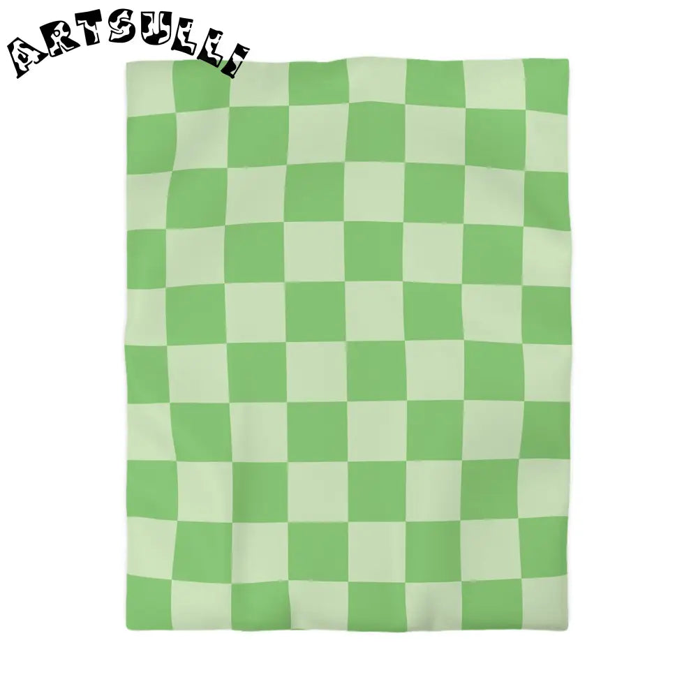 JAKKOUTTHEBXX Checkerboard Green Microfiber Duvet Cover