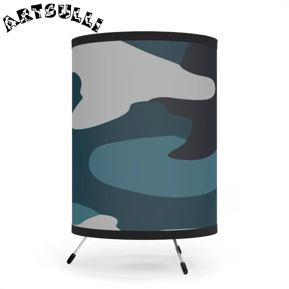 JAKKOUTTHEBXX Blue Camouflage Tripod Lamp with High-Res Printed