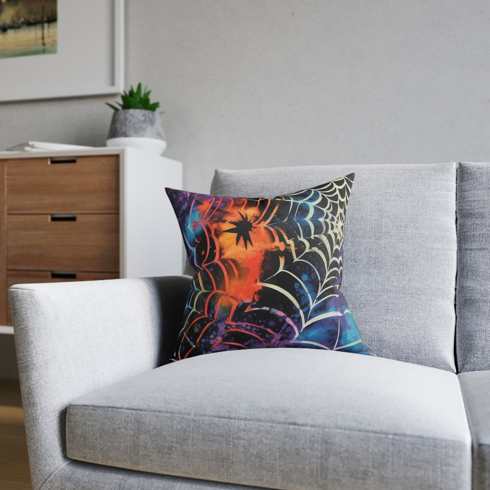 Spider Web Tie Dye Square Pillow, Artsulli - Art is Long, Life is Short, Home Decor, , , , , , , 