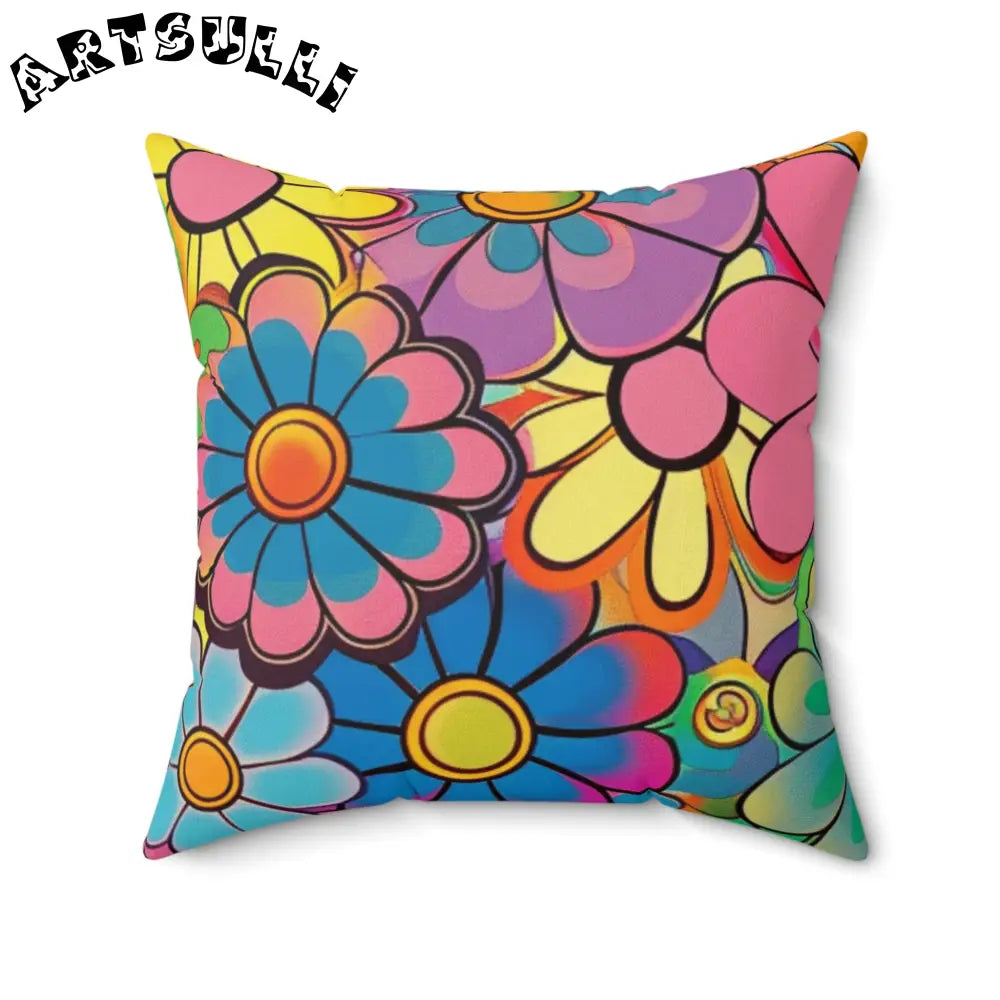 JAKKOUTTHEBXX Chromatic Daisy Dream Spun Polyester Square Pillow
