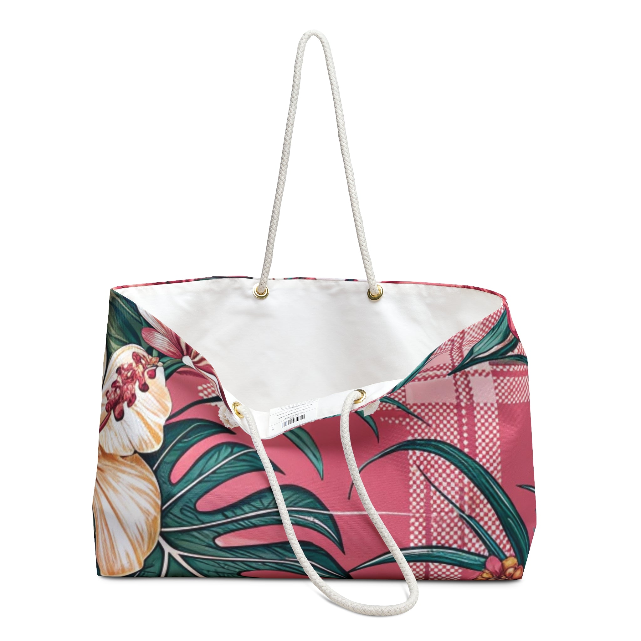 Plaid x Floral Burgundy and Green Weekender Bag, Artsulli - Art is Long, Life is Short, Bags, , , , , , , 