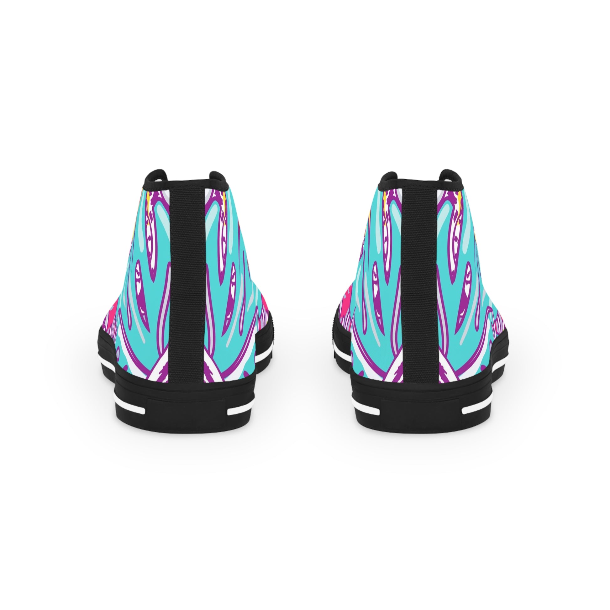 Tropical Jungle Tigers Torquise and Purple Men's High Top Sneakers, Artsulli - Art is Long, Life is Short, Shoes, , , , , , , 