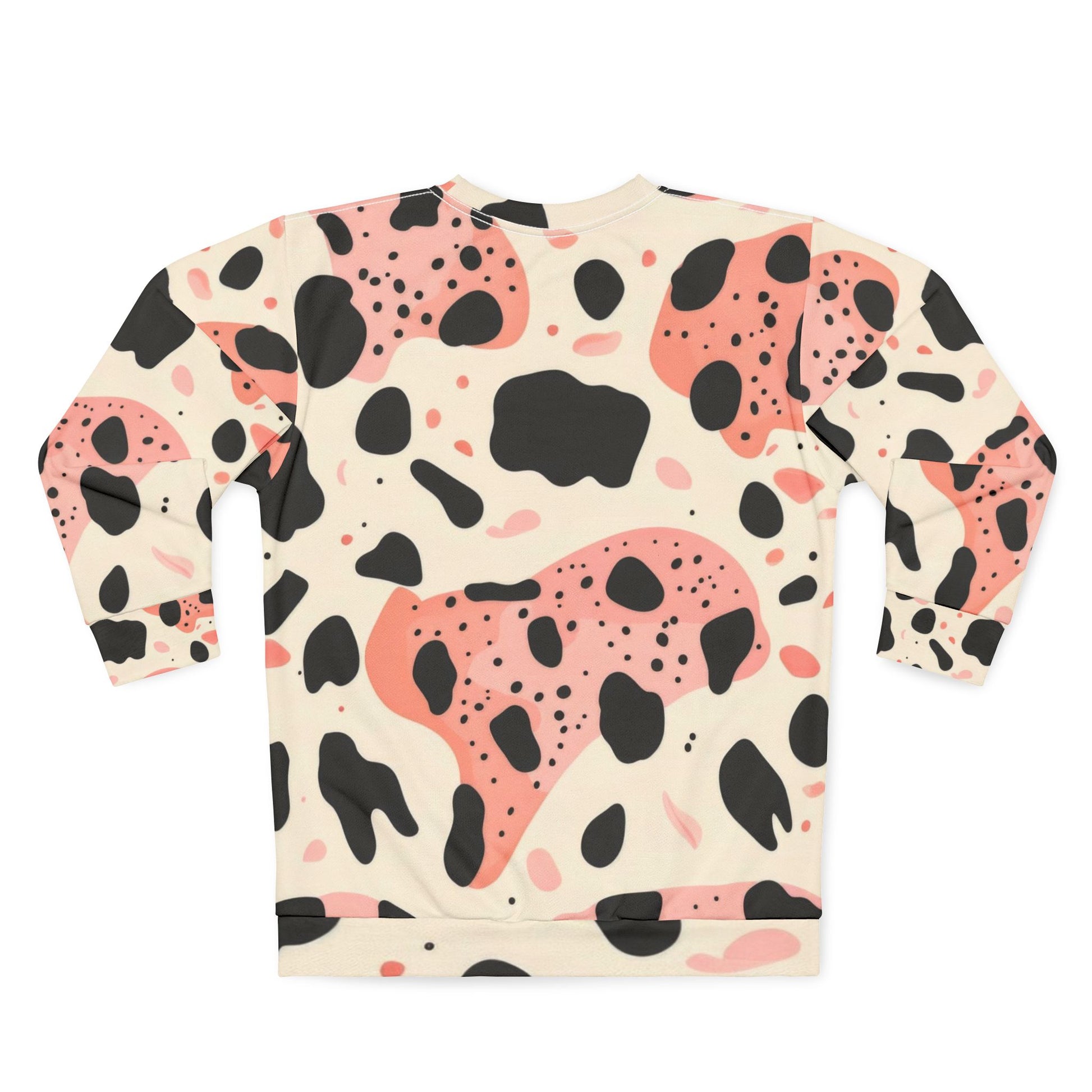 Organic Cow Print Cream and Pink Unisex Sweatshirt (AOP), Artsulli - Art is Long, Life is Short, All Over Prints, , , , , , , 