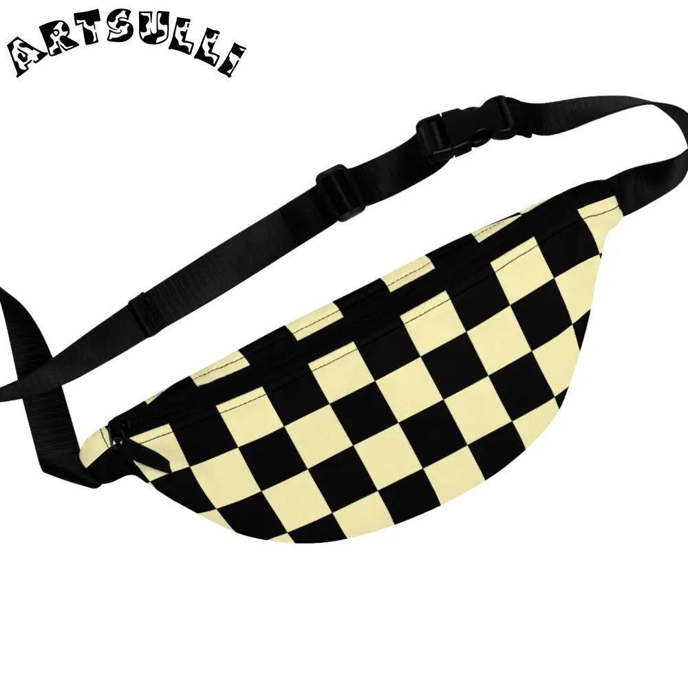 JAKKOUTTHEBXX Checkerboard Black and Yellow Fanny Pack JAKKOUTTHEBXX
