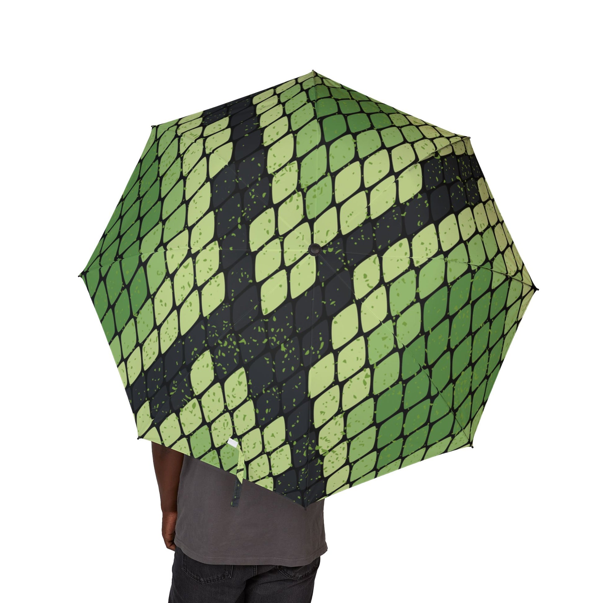 Snake Skin Green and Black Semi-Automatic Foldable Umbrella, Artsulli - Art is Long, Life is Short, Accessories, , , , , , , 