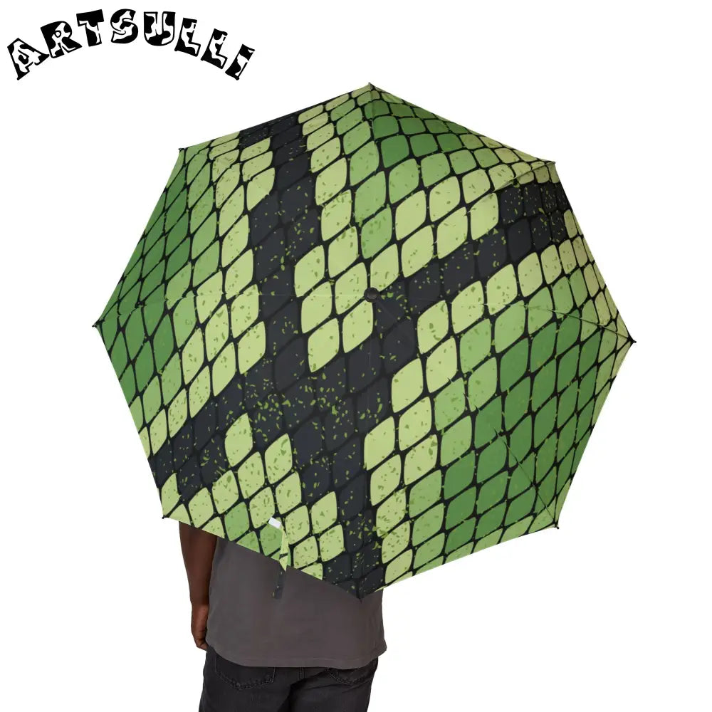 JAKKOUTTHEBXX Snake Skin Green and Black Semi-Automatic Foldable