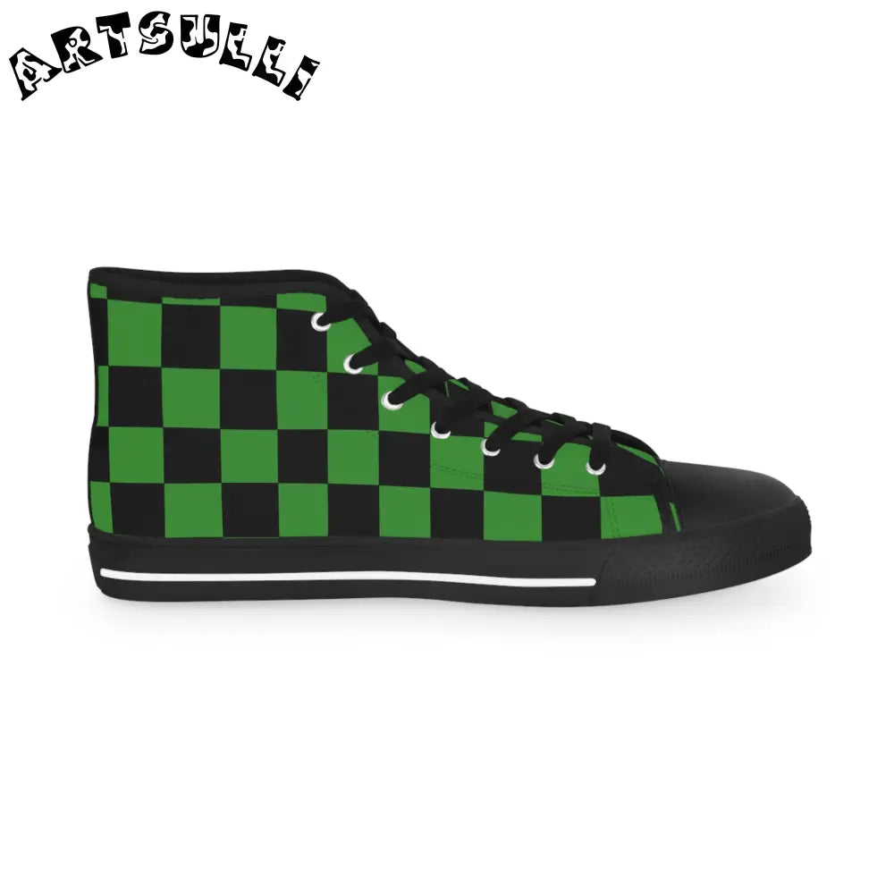 JAKKOUTTHEBXX Checkerboard Green and Black Men’s High Top Sneakers