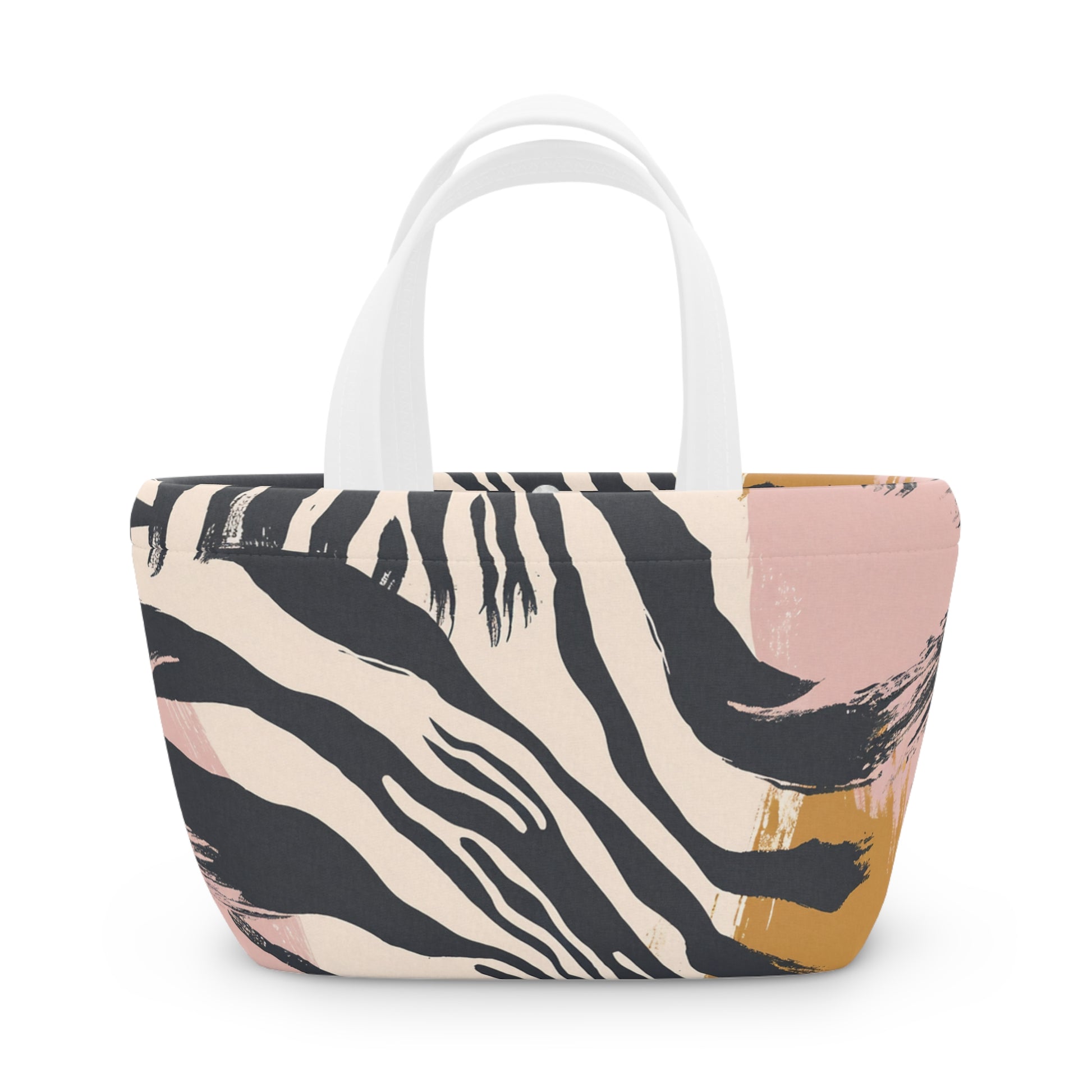 Beige Zebra Jungle Flats Lunch Bag, Artsulli - Art is Long, Life is Short, Bags, , , , , , , 