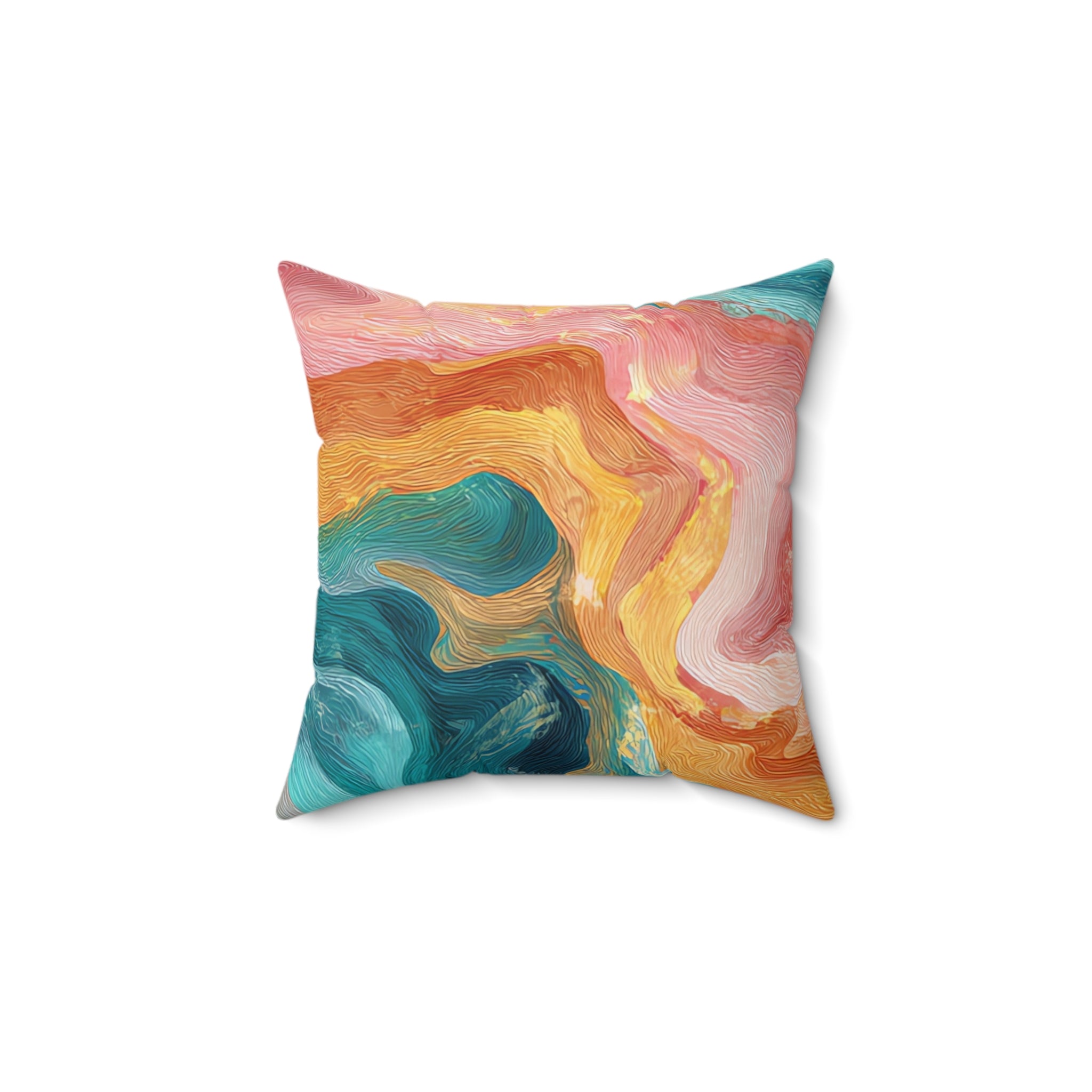 Liquid Marble Spill Spun Polyester Square Pillow, Artsulli - Art is Long, Life is Short, Home Decor, Size, 14" × 14", , , , , 17681679044828522917