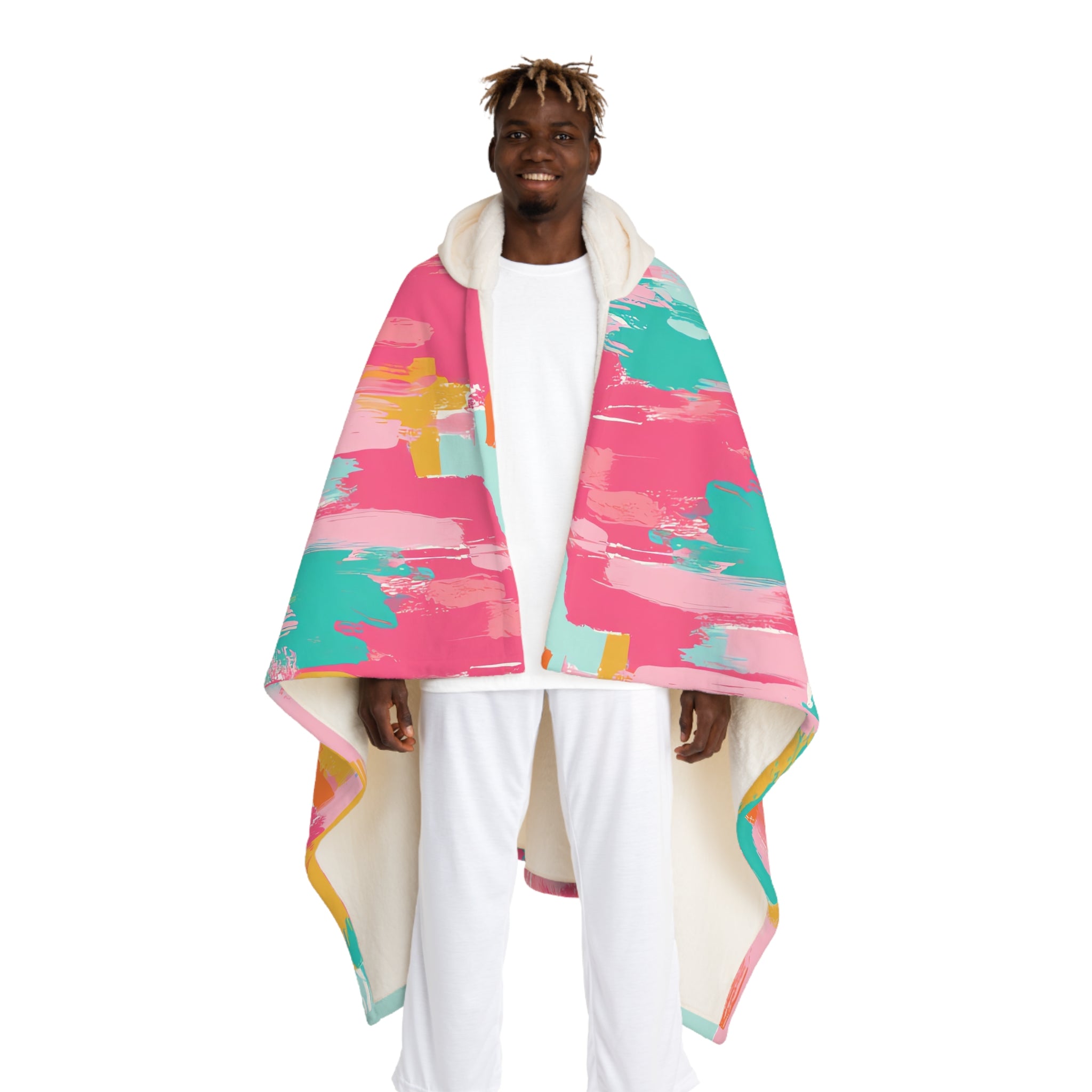 Preppy Pixel Bloom II Hooded Sherpa Fleece Blanket, Artsulli - Art is Long, Life is Short, All Over Prints, Size, One size, Color, Cream, , , 12985385729594146345