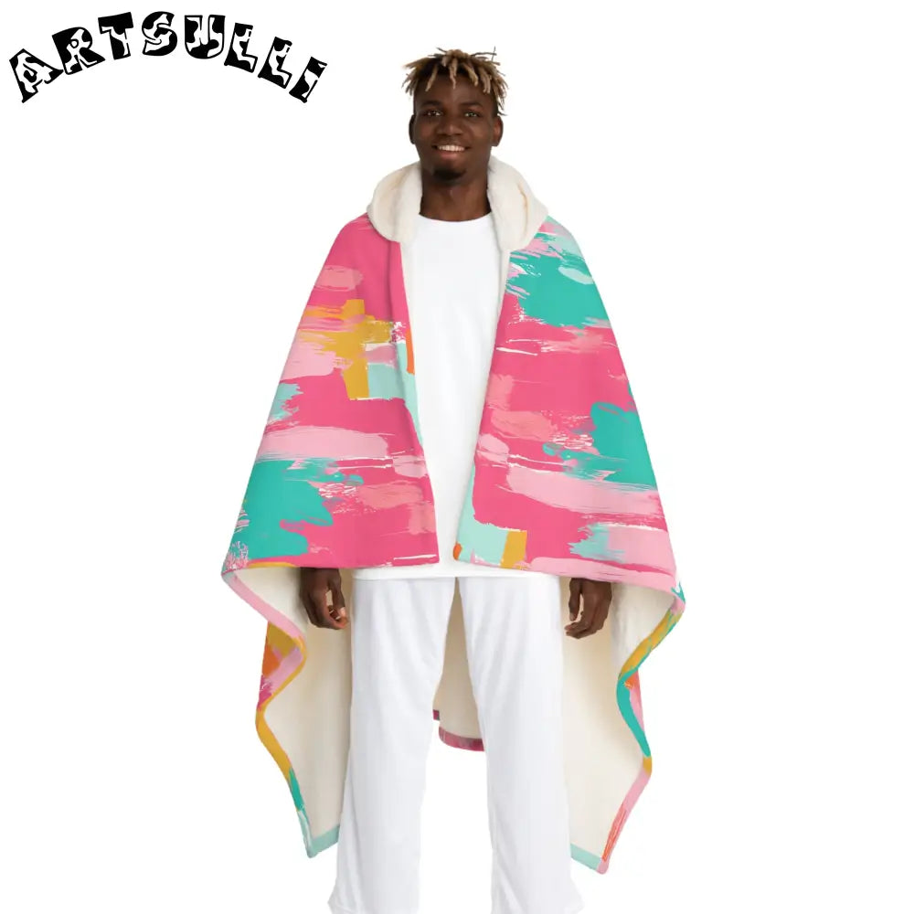 JAKKOUTTHEBXX Preppy Pixel Bloom II Hooded Sherpa Fleece Blanket