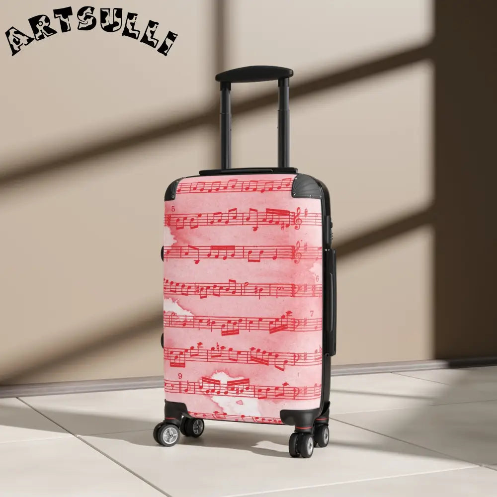 JAKKOUTTHEBXX Red Musical Note Rolling Suitcase 2025