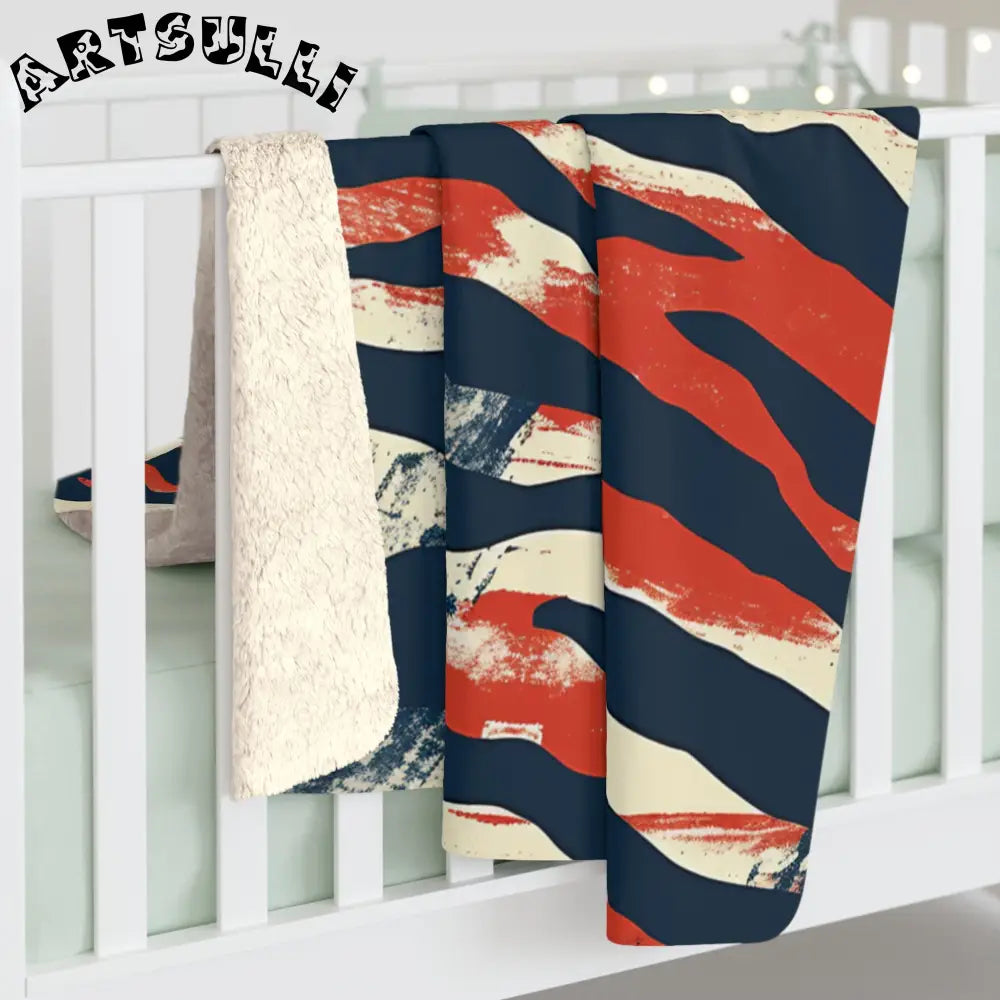 JAKKOUTTHEBXX Red White Blue Abstract Striped Illustration Printed