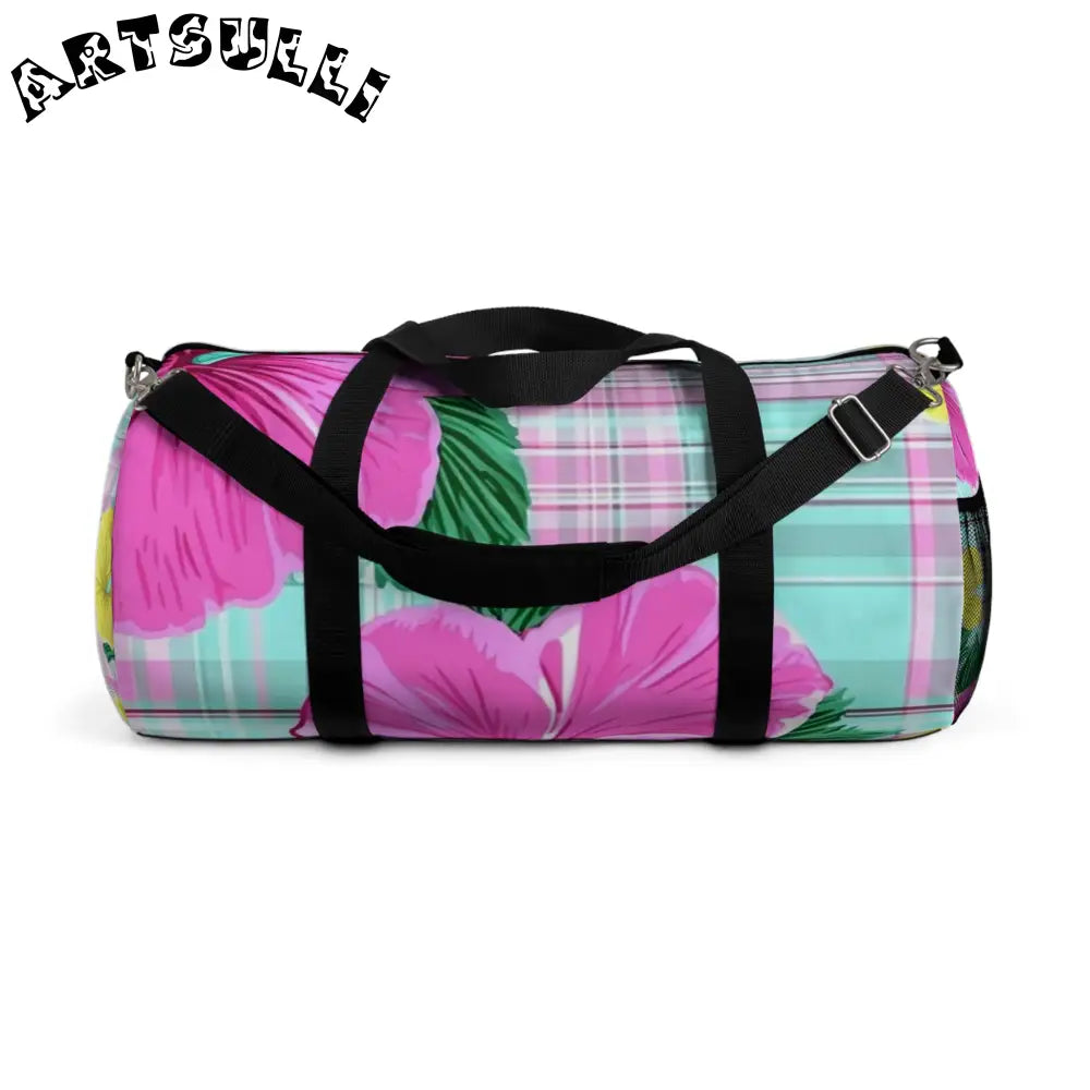 JAKKOUTTHEBXX Tropical Floral Plaid Duffel Bag JAKKOUTTHEBXX