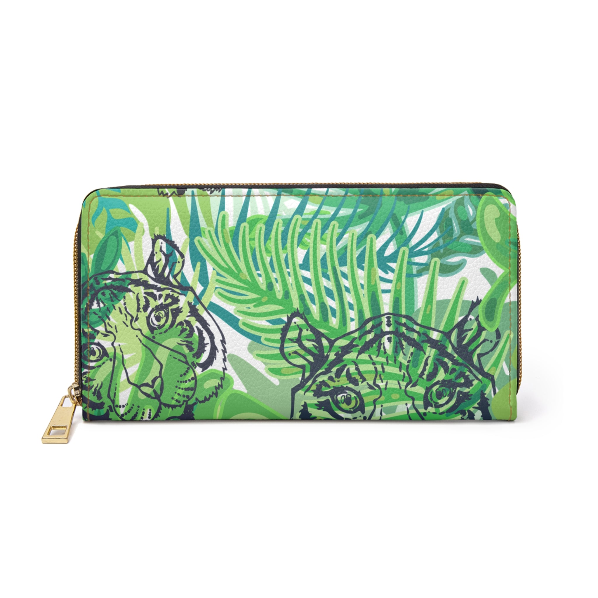 Tropical Jungle Tigers Green  Zipper Wallet, Artsulli - Art is Long, Life is Short, Accessories, Size, One size, Color, White, , , 14607658496471