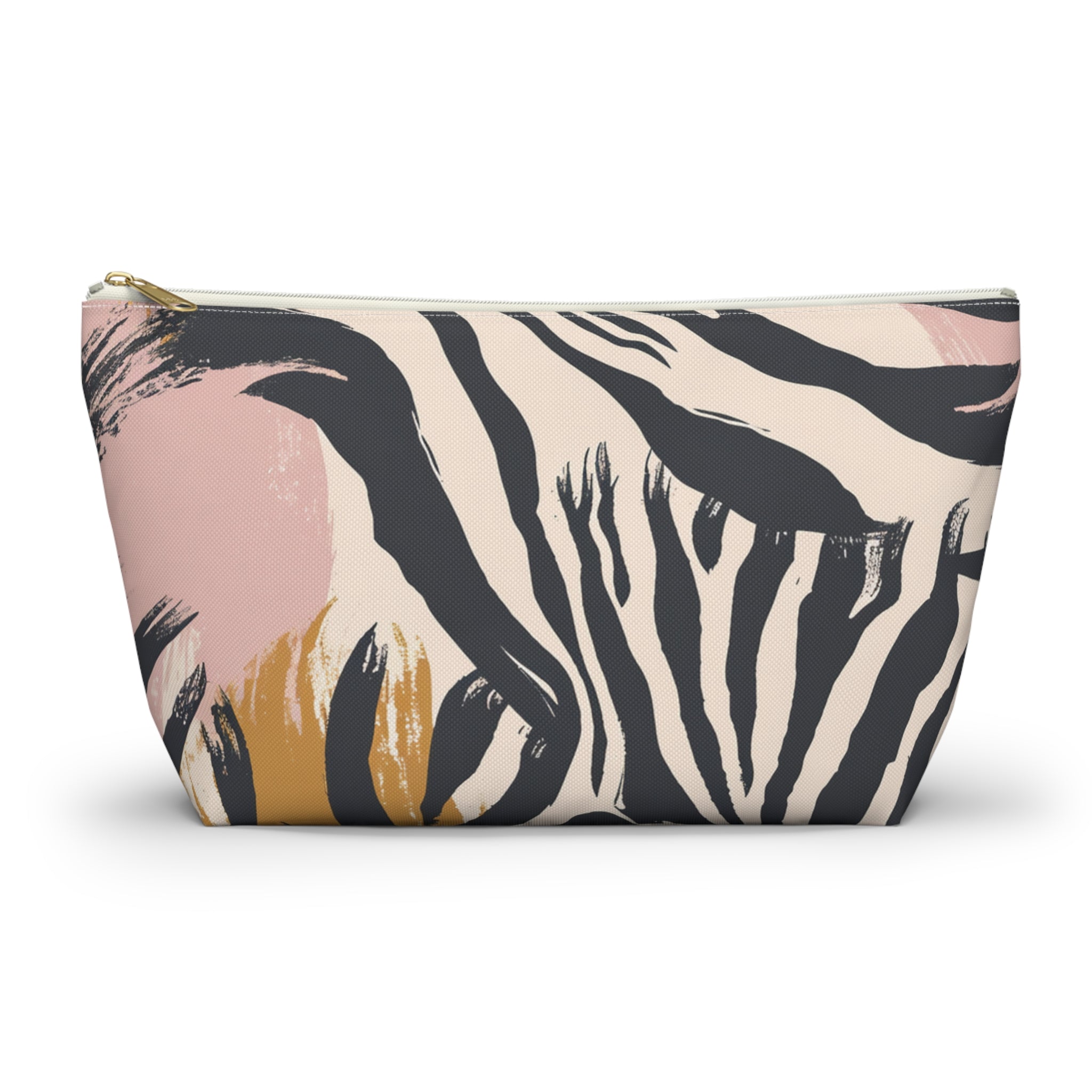 Zebra Brush Strokes Accessory Pouch w T-bottom, Artsulli - Art is Long, Life is Short, Bags, Size, Large, Color, White zipper, , , 17507593142645