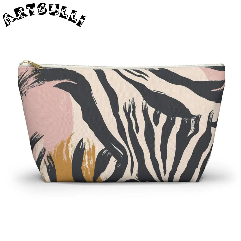 JAKKOUTTHEBXX Zebra Stripe And Brushstroke Cosmetic Pouch In Pink