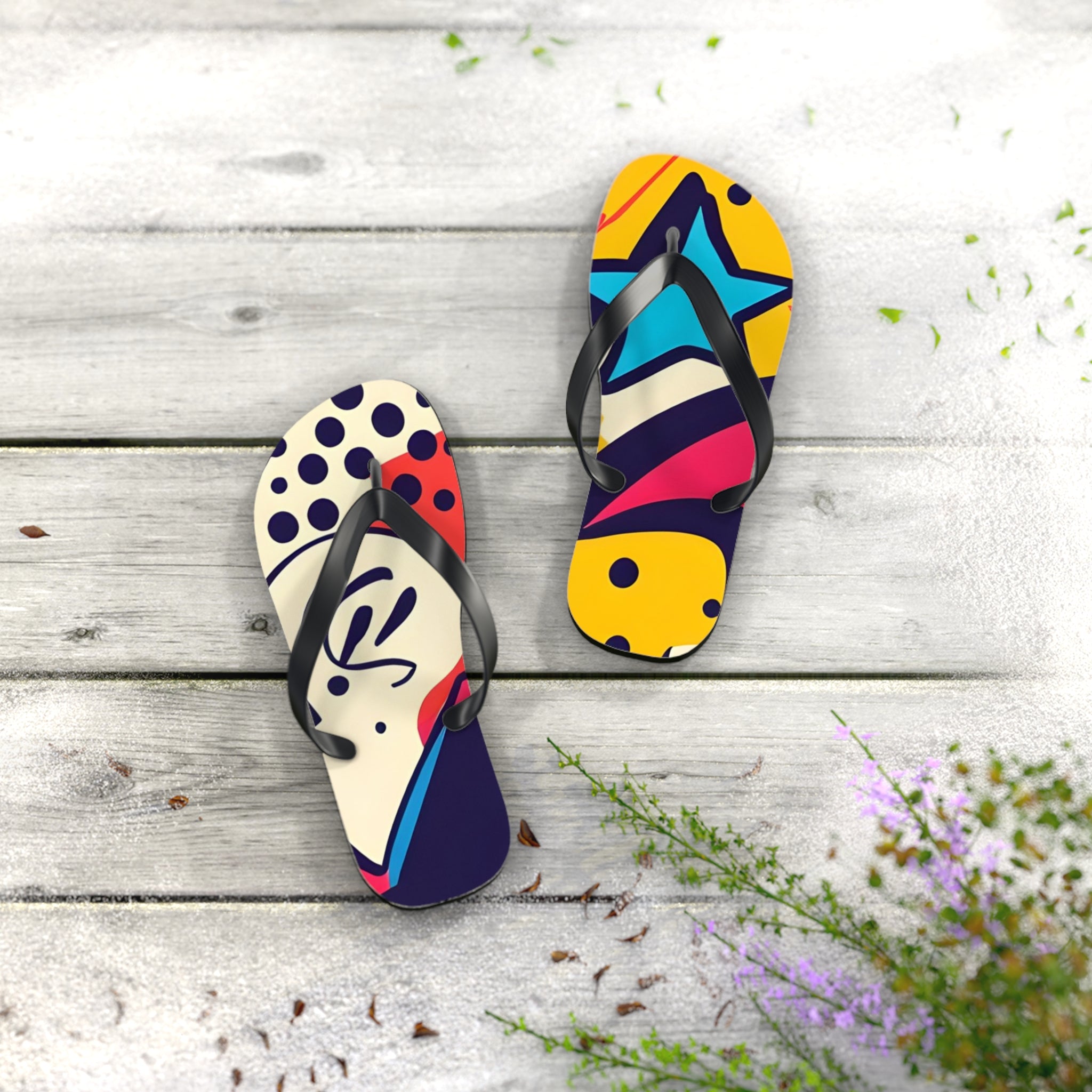 Comic x Pop Art Flip Flops, Artsulli - Art is Long, Life is Short, Shoes, , , , , , , 