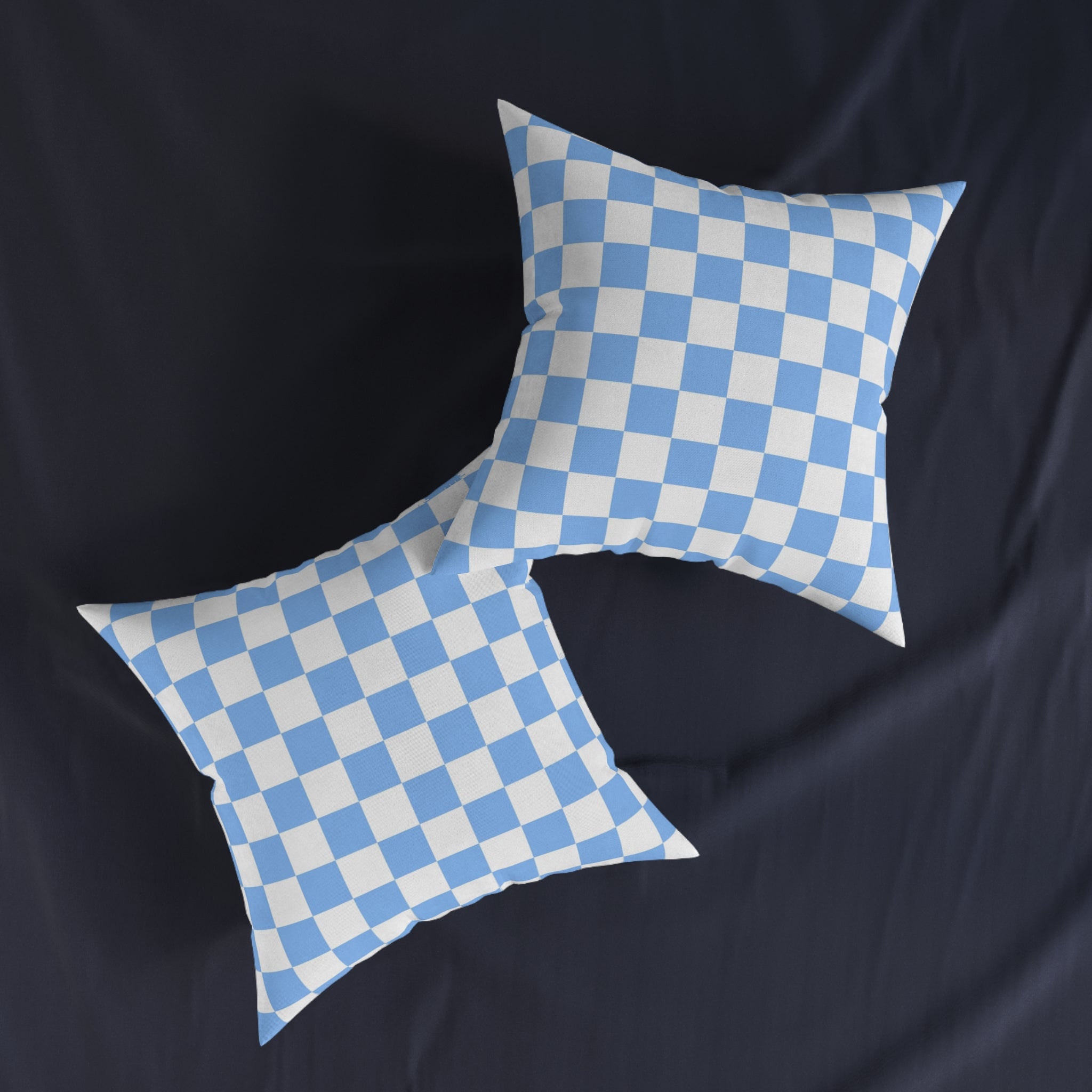 Checkerboard White and Light Blue Square Pillow, Artsulli - Art is Long, Life is Short, Home Decor, , , , , , , 