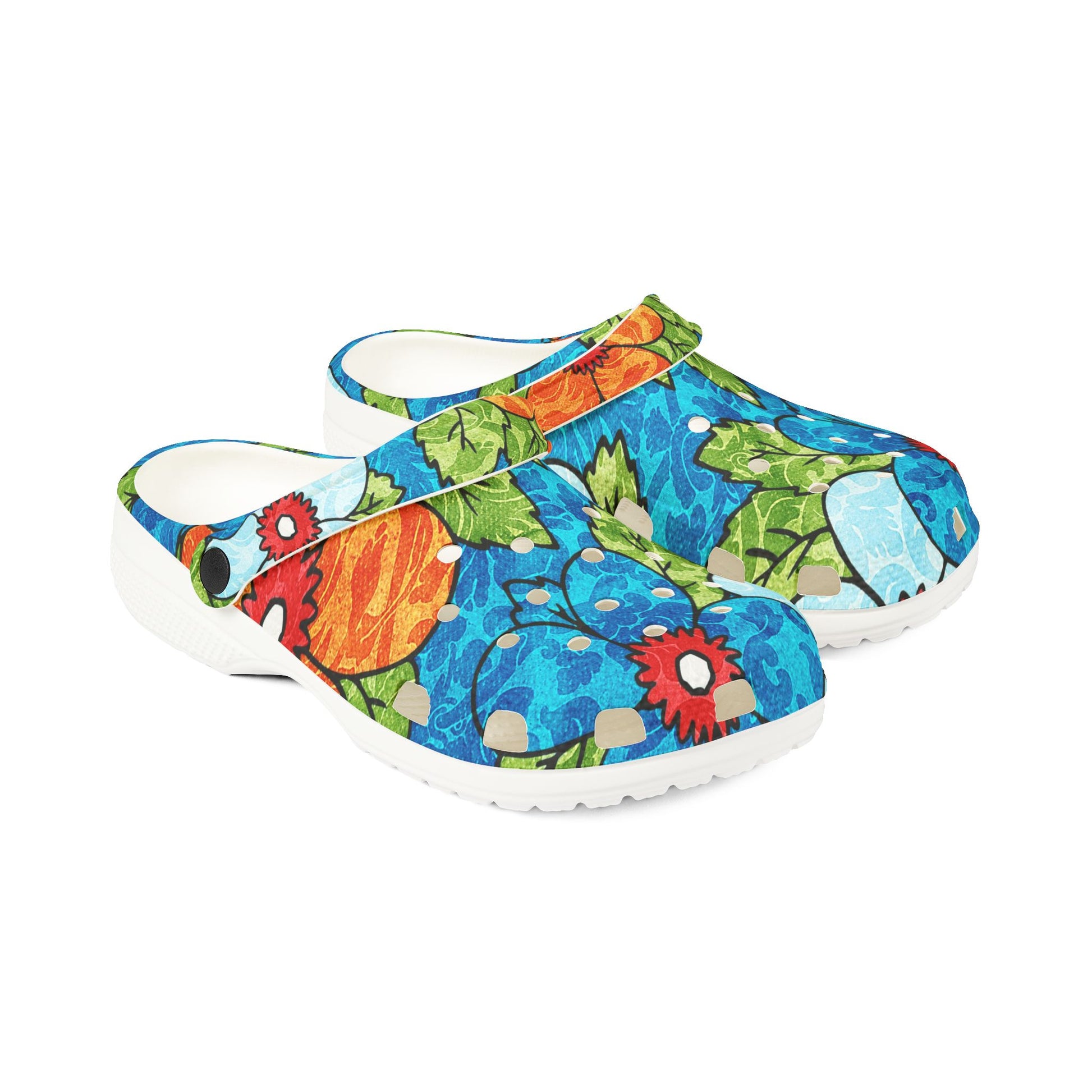 Blue Orange Groovy EVA Foam Rubber Shoes (AOP), Artsulli - Art is Long, Life is Short, Shoes, , , , , , , 