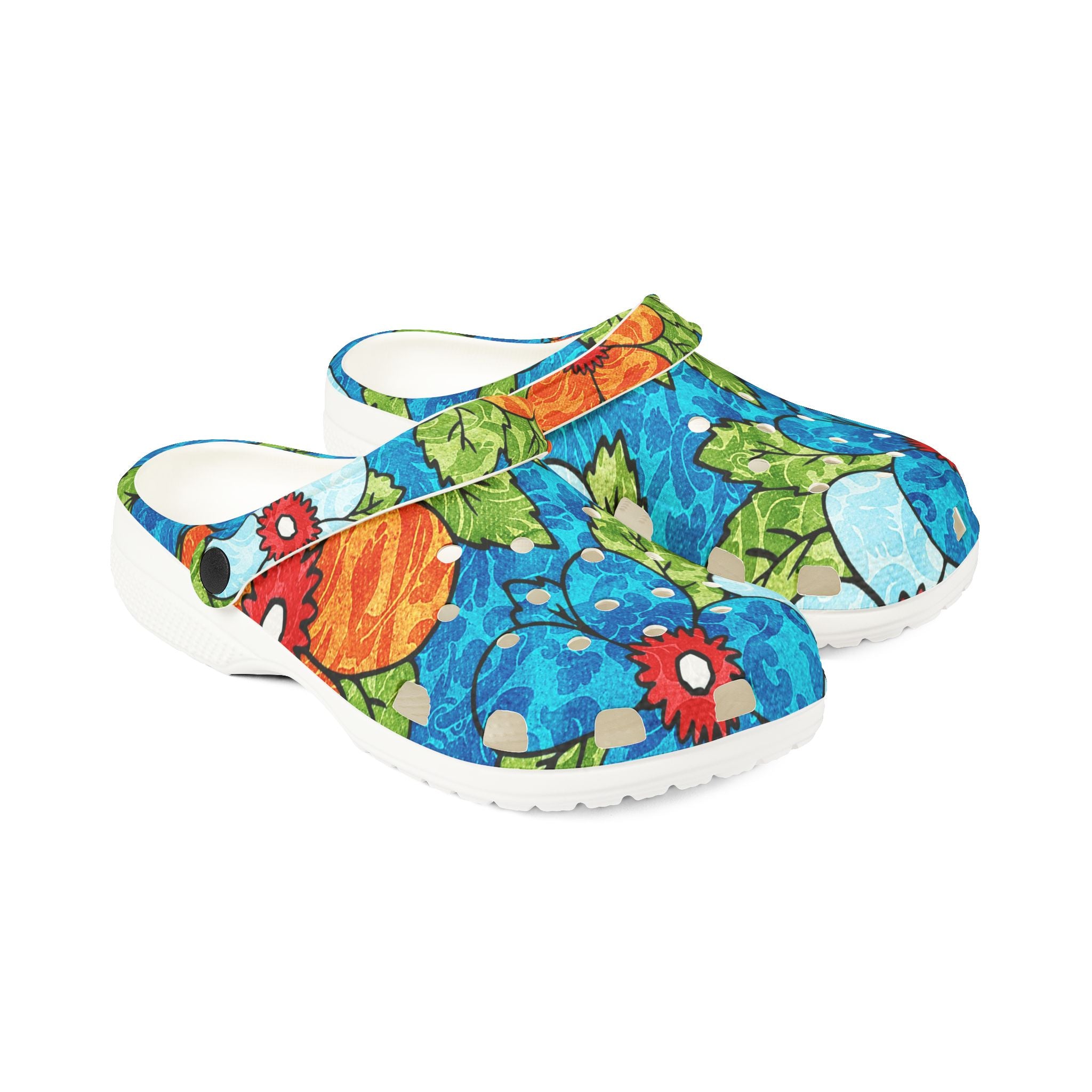 Blue Orange Groovy EVA Foam Rubber Shoes (AOP), Artsulli - Art is Long, Life is Short, Shoes, , , , , , , 