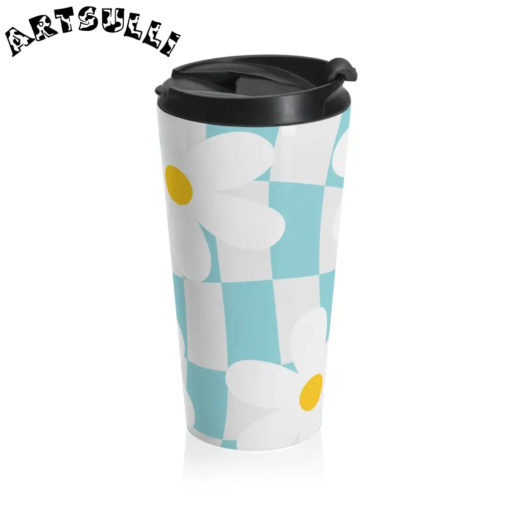 JAKKOUTTHEBXX Trippy Check Garden Stainless Steel Travel Mug