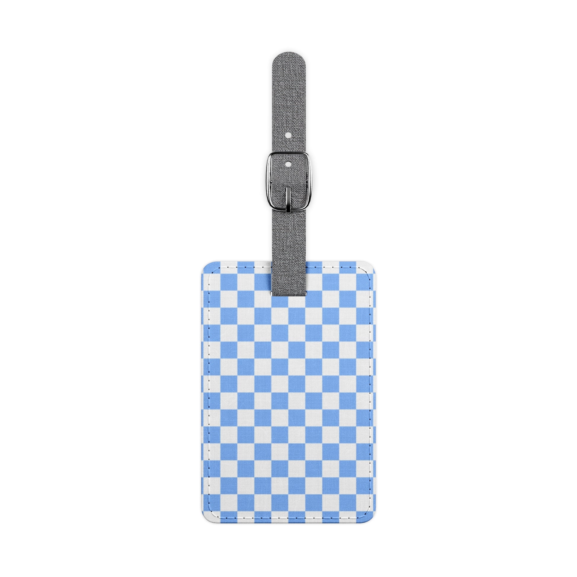 Checkerboard White and Light Blue Saffiano Polyester Luggage Tag, Rectangle, Artsulli - Art is Long, Life is Short, Accessories, Size, One size, Shape, Rectangle, , , 10413104144181262353