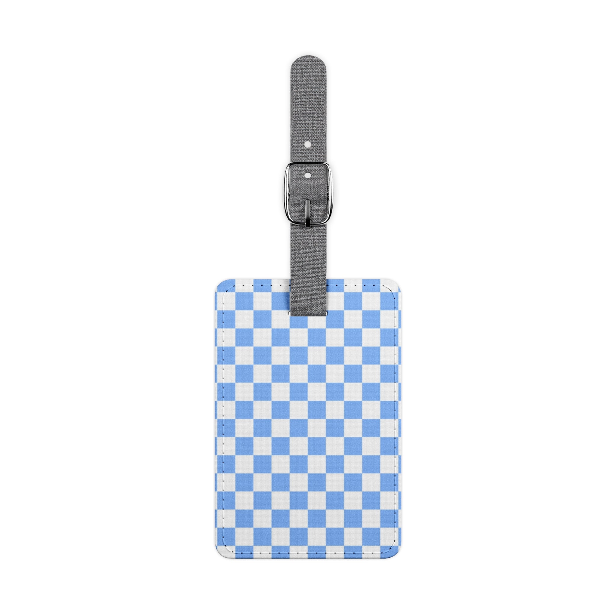 Checkerboard White and Light Blue Saffiano Polyester Luggage Tag, Rectangle, Artsulli - Art is Long, Life is Short, Accessories, Size, One size, Shape, Rectangle, , , 10413104144181262353