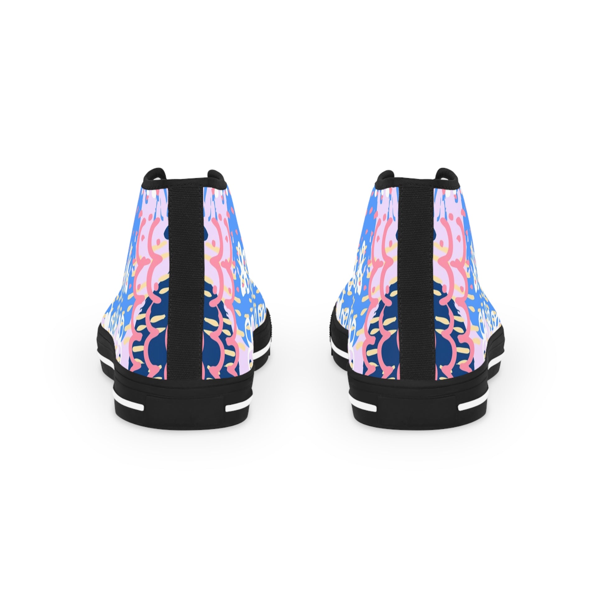 Flowers x Doodles x Hearts Multi-Color Men's High Top Sneakers, Artsulli - Art is Long, Life is Short, Shoes, , , , , , , 