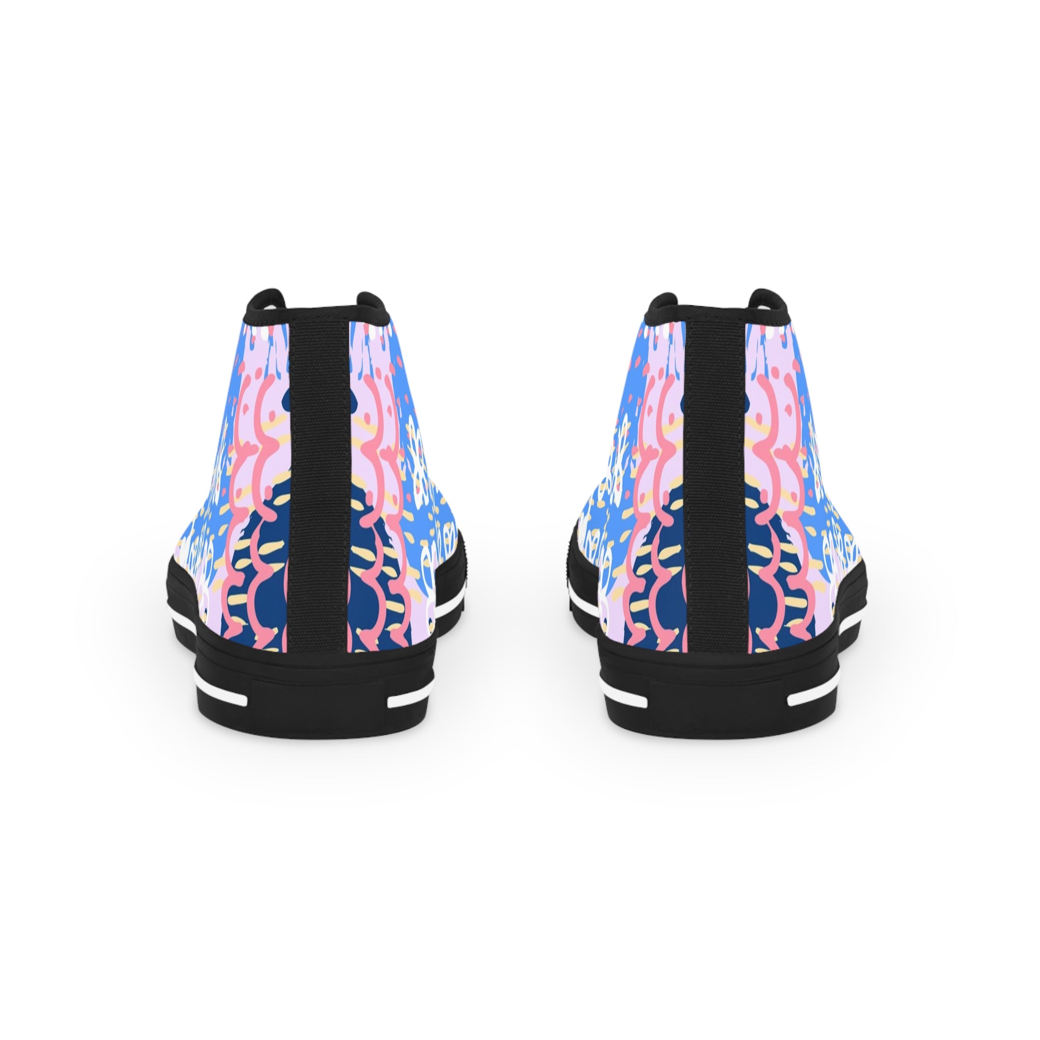 Flowers x Doodles x Hearts Multi-Color Men's High Top Sneakers, Artsulli - Art is Long, Life is Short, Shoes, , , , , , , 
