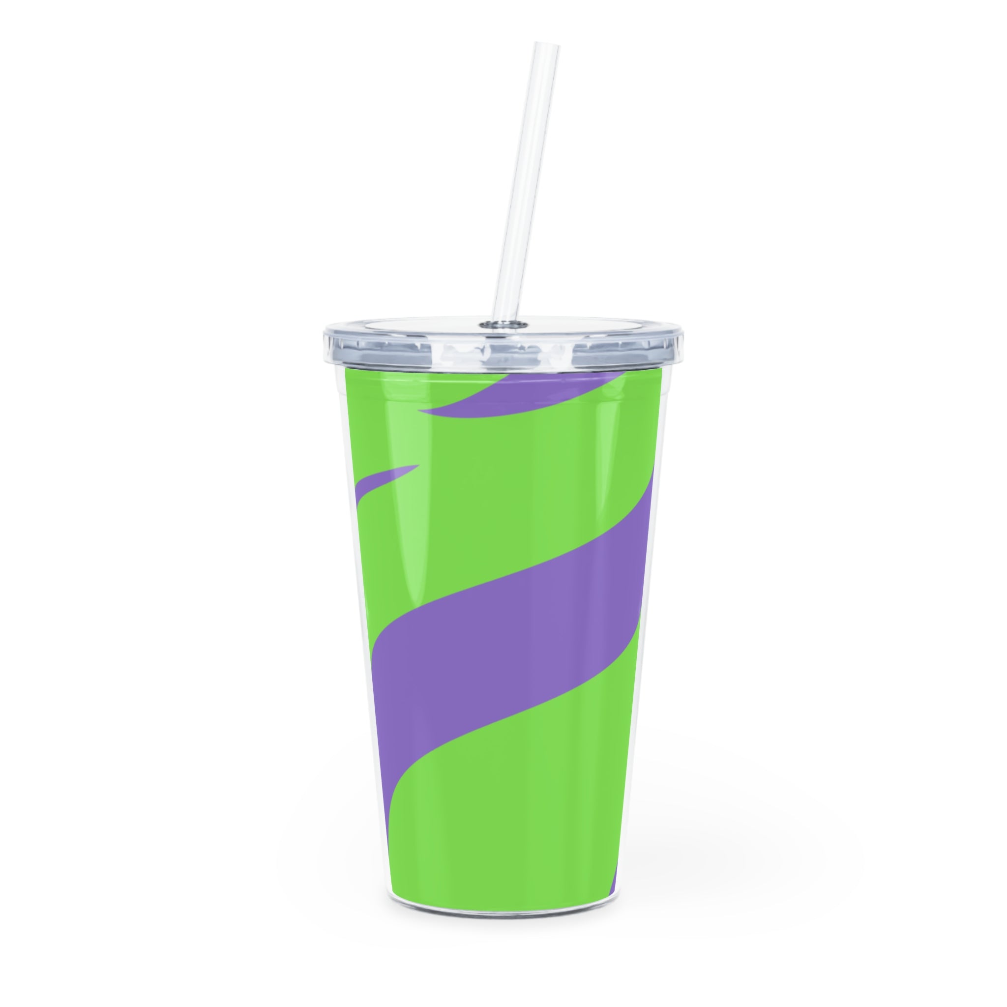 Tyrannosaurus Print Green and Purple Plastic Tumbler with Straw, Artsulli - Art is Long, Life is Short, Mug, Size, 20oz, Color, Transparent, , , 15140126811608