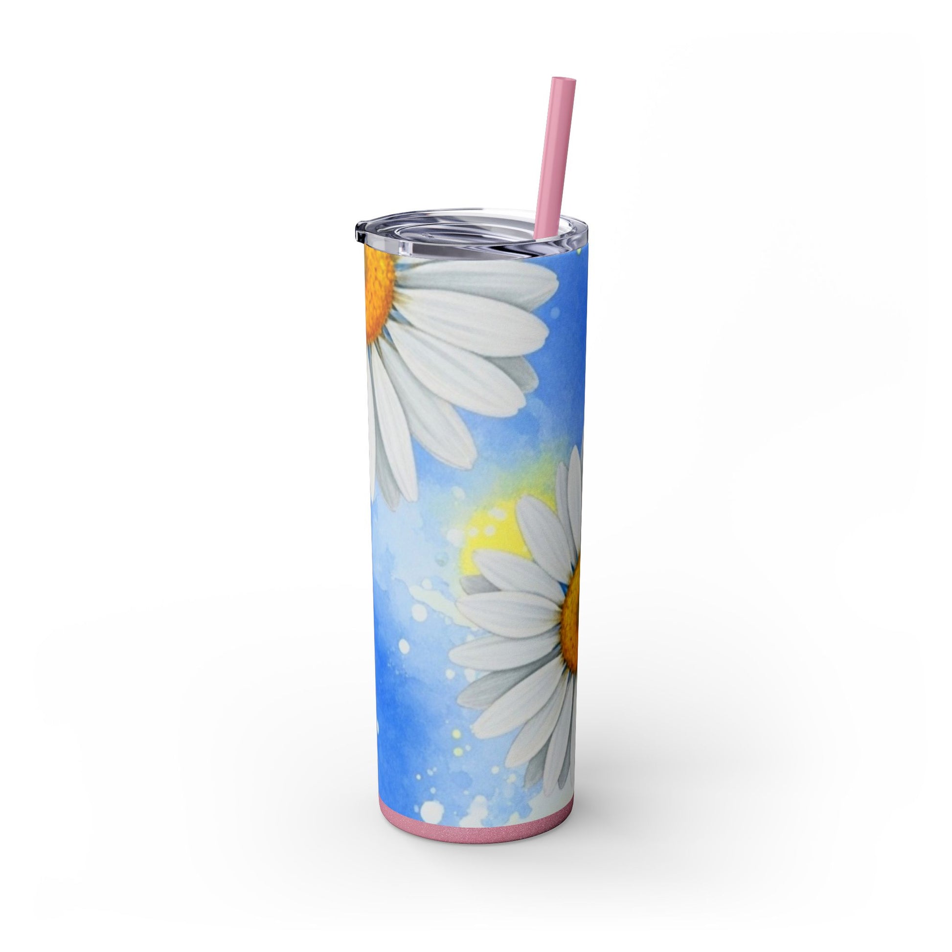 Daisies Skinny Tumbler with Straw, 20oz, Artsulli - Art is Long, Life is Short, Mug, , , , , , , 
