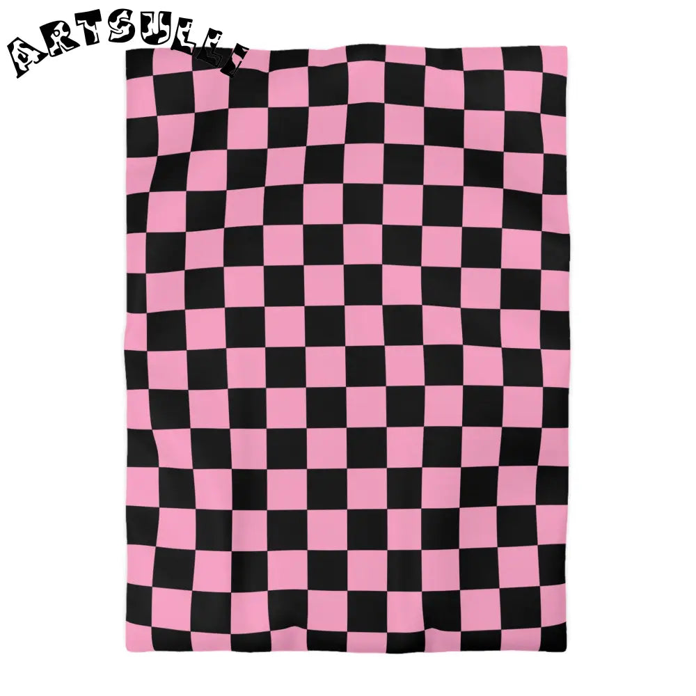 JAKKOUTTHEBXX Checkerboard Black and Pink Microfiber Duvet Cover